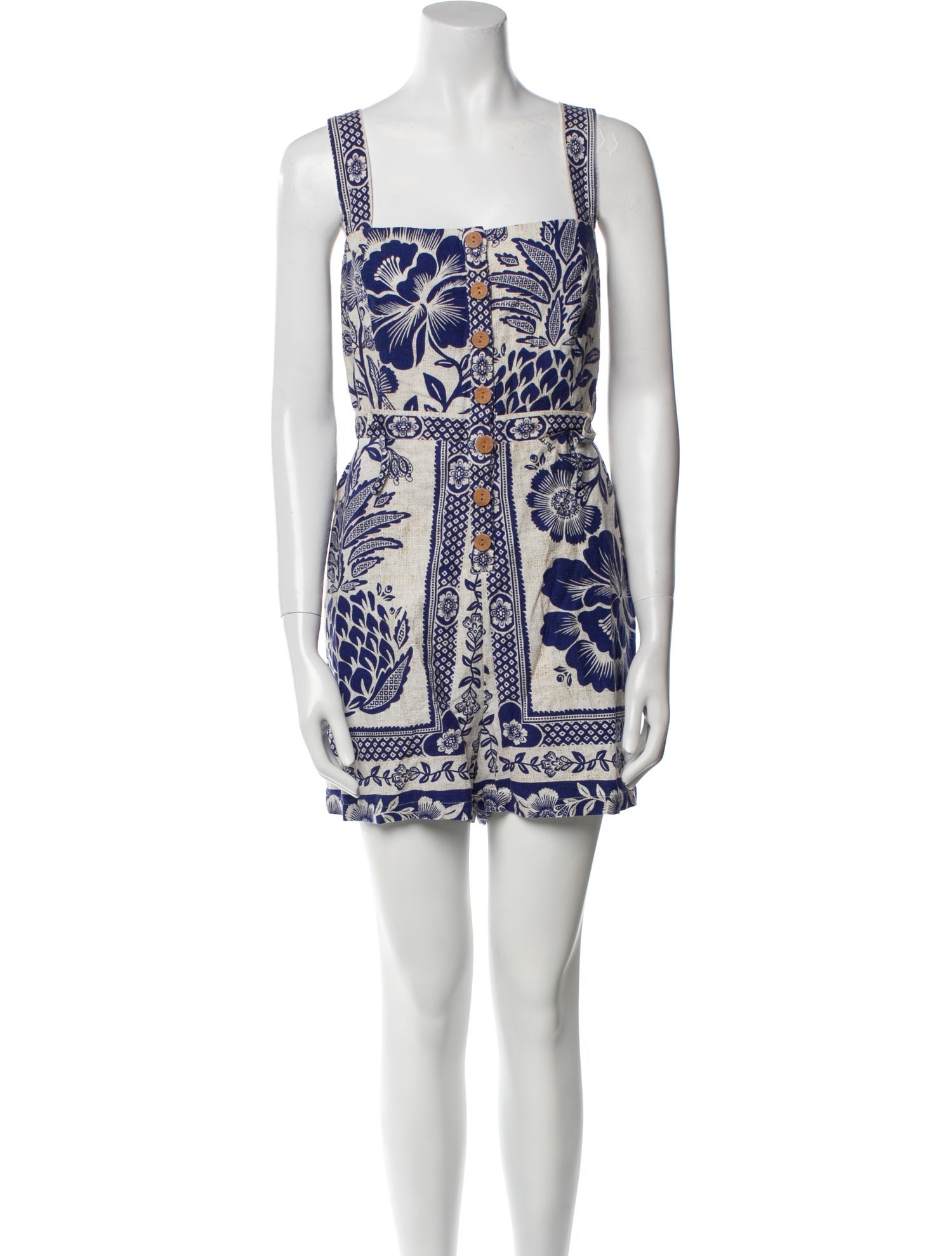 Farm Rio Linen Floral Print Romper