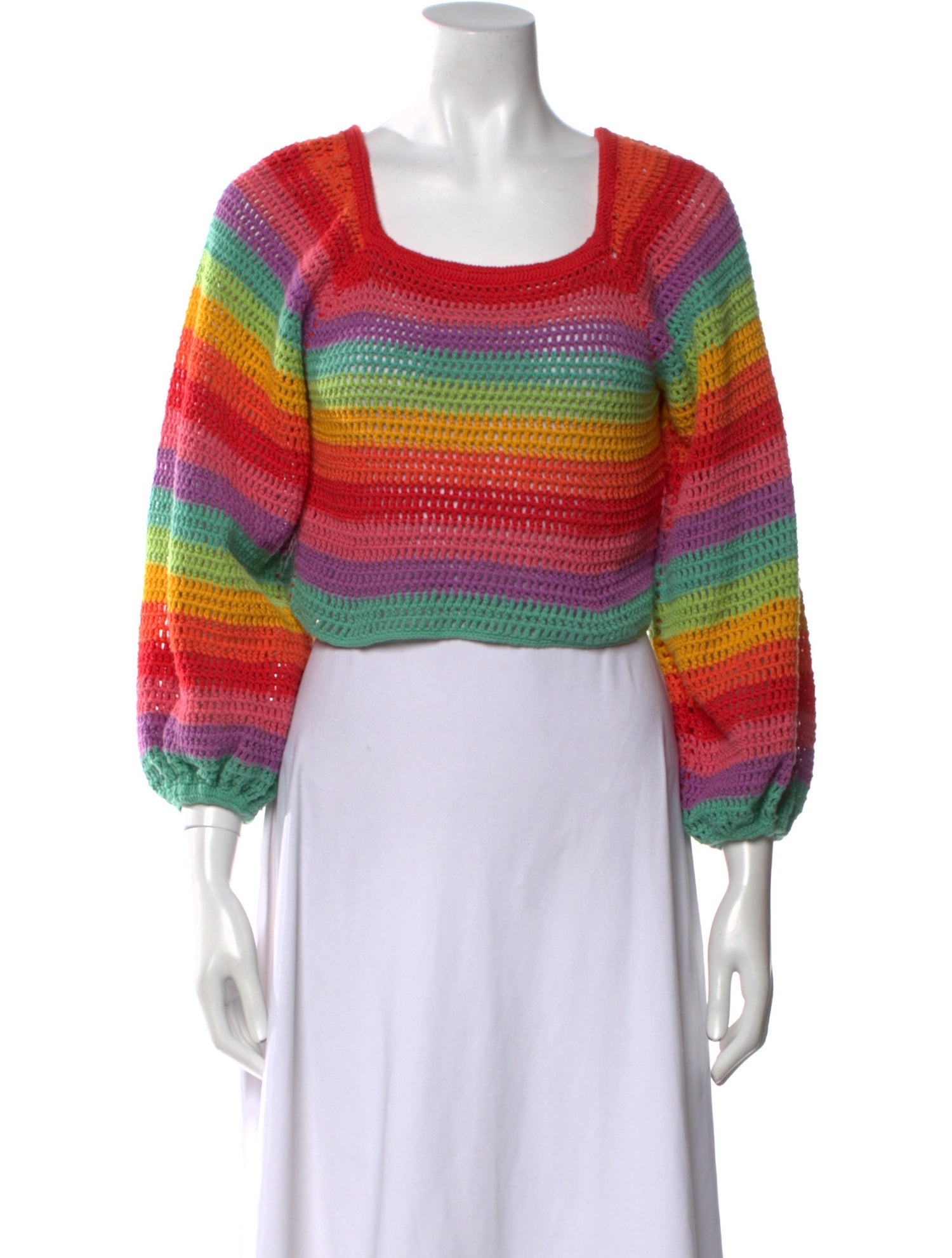Farm Rio Striped Square Neckline Sweater