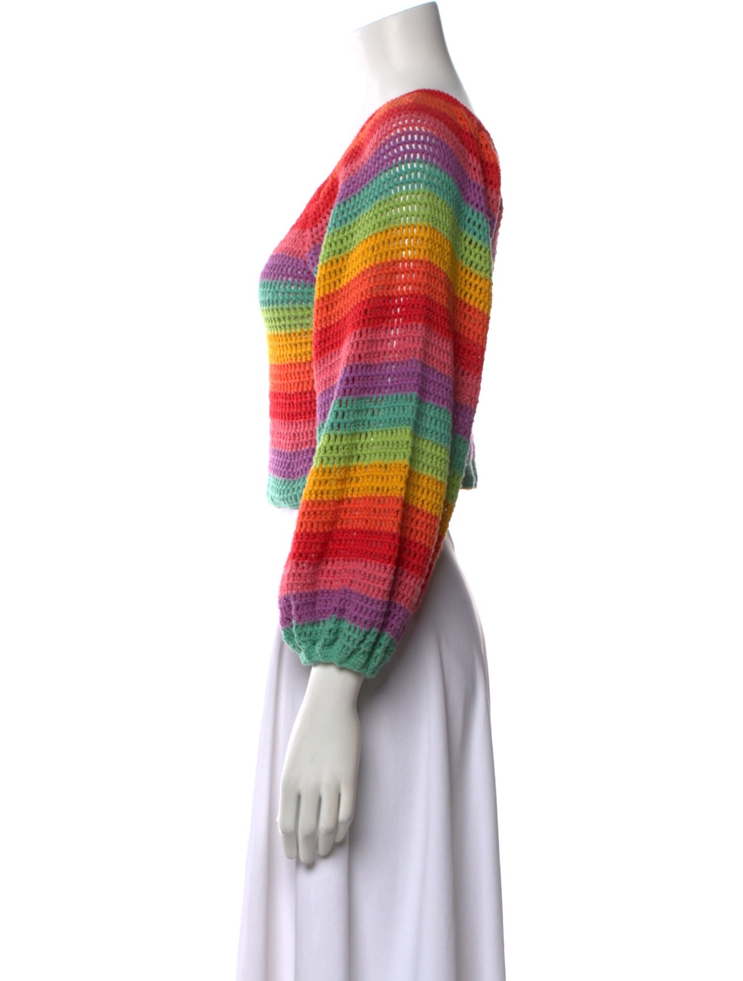 Farm Rio Striped Square Neckline Sweater