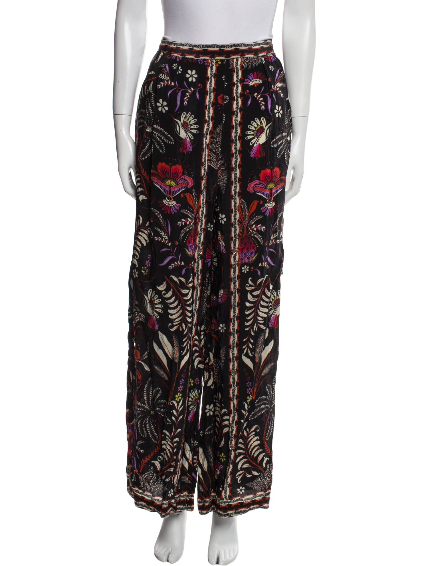 Farm Rio Floral Print Wide Leg Pants