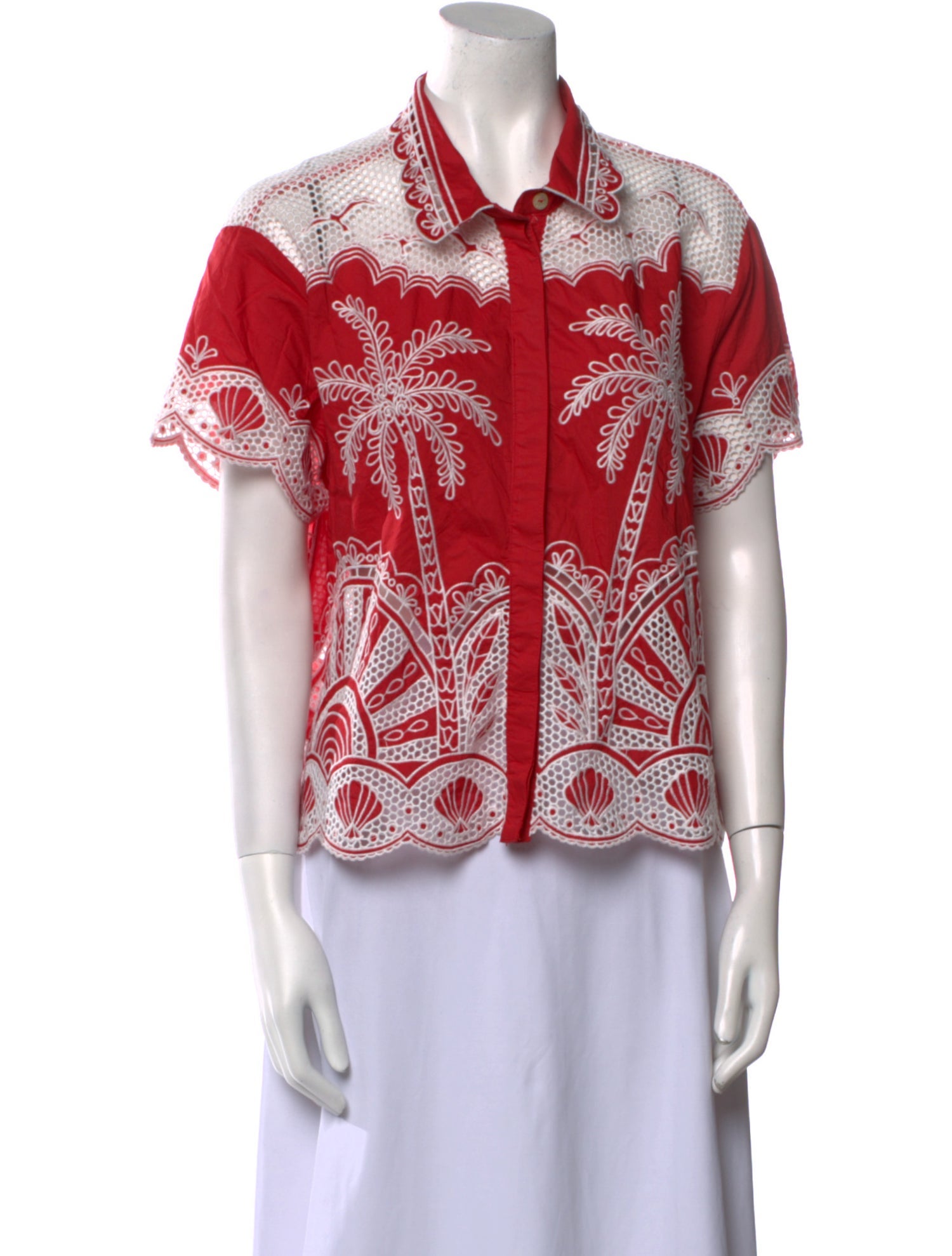 Farm Rio Paisley Print Short Sleeve Button-Up Top w/ Tags