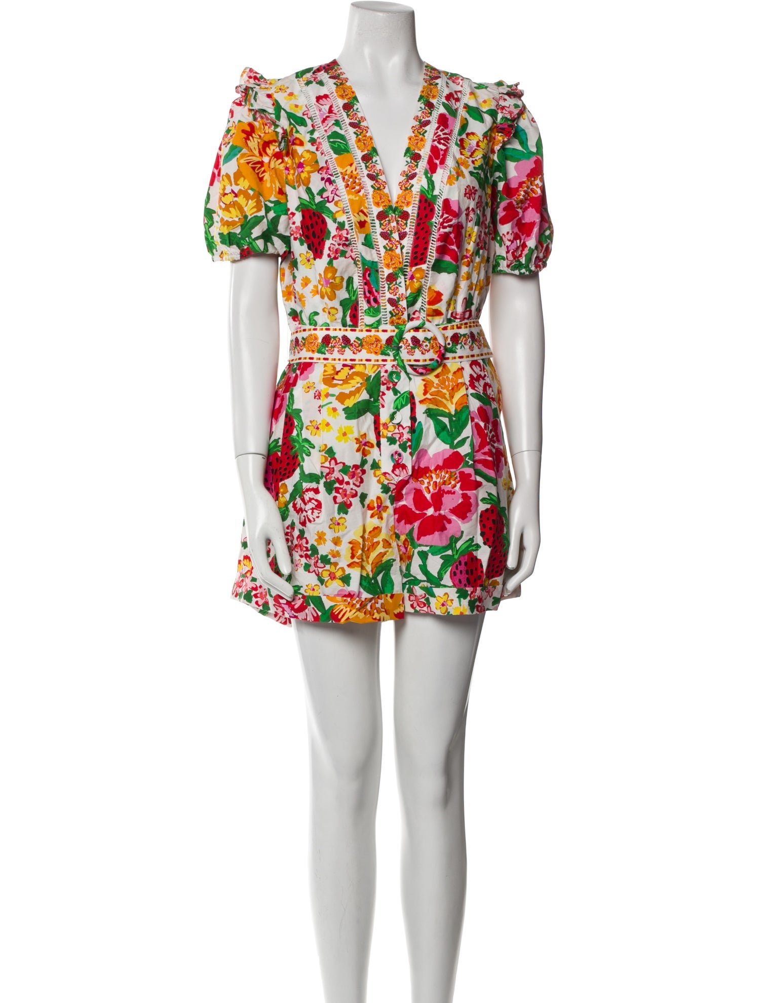 Farm Rio Floral Print V-Neck Romper