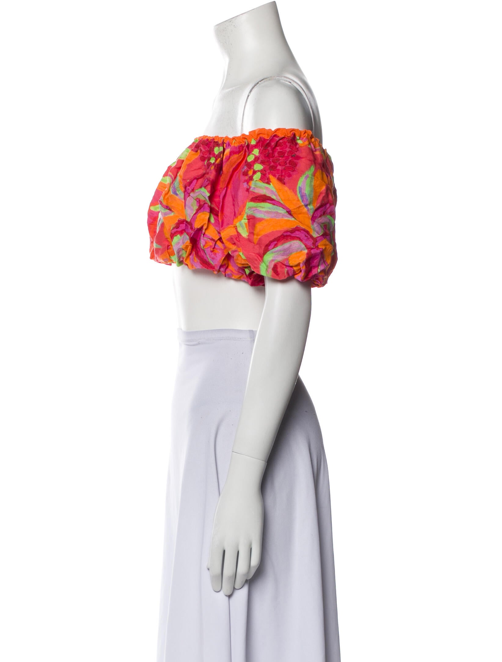 Farm Rio Floral Print Off-The-Shoulder Crop Top