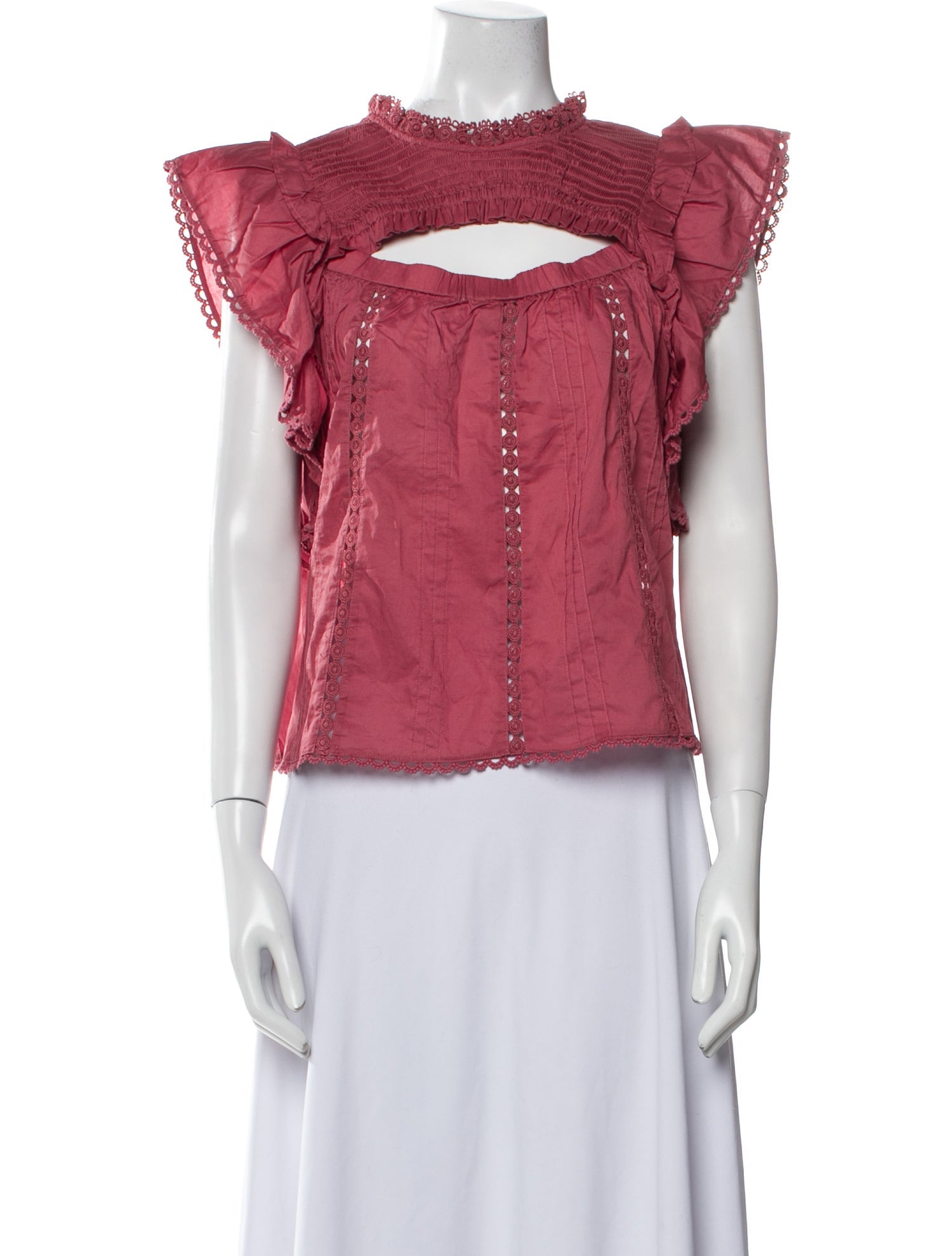 Farm Rio Mock Neck Short Sleeve Blouse