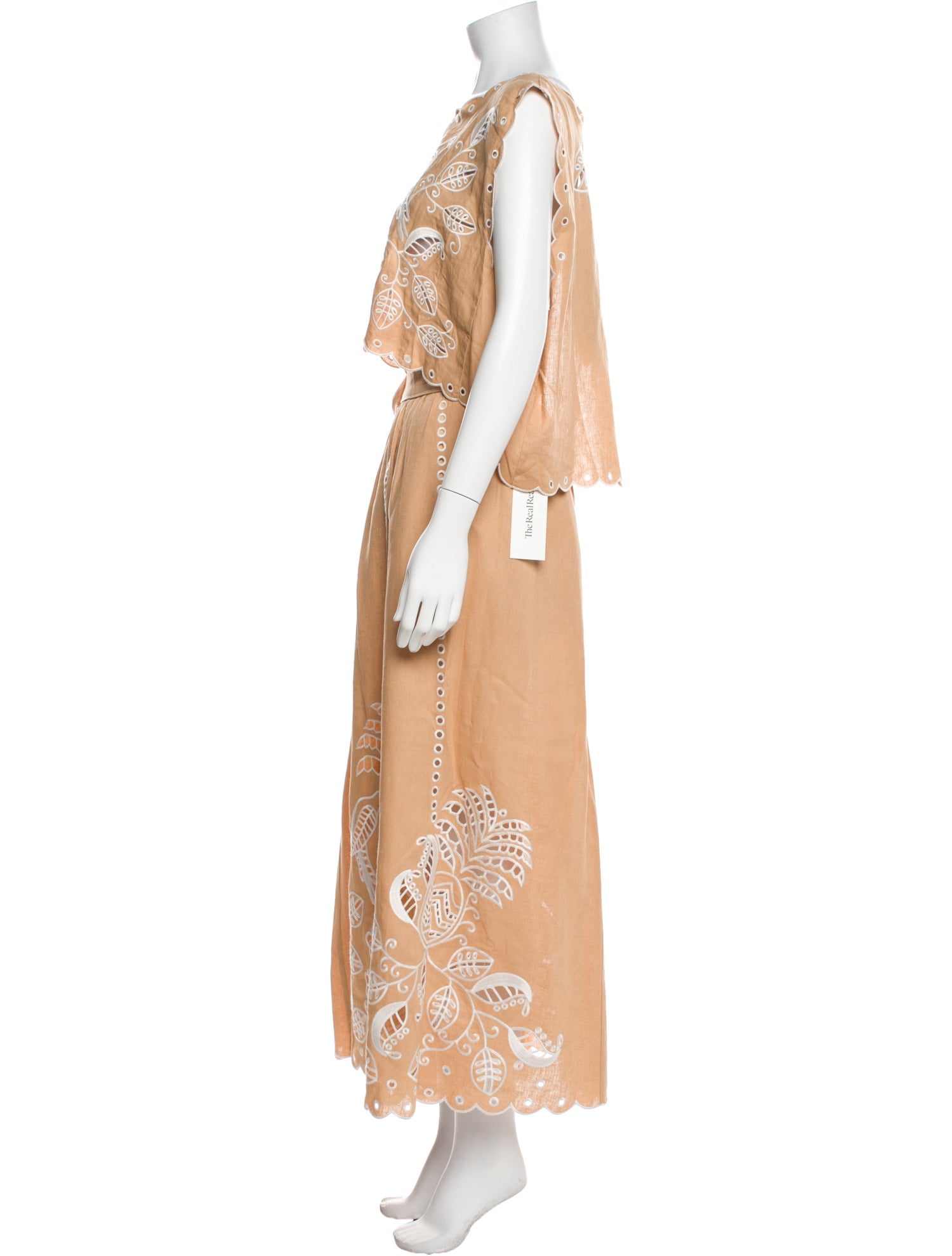 Farm Rio Linen Embroidered Accent Skirt Set