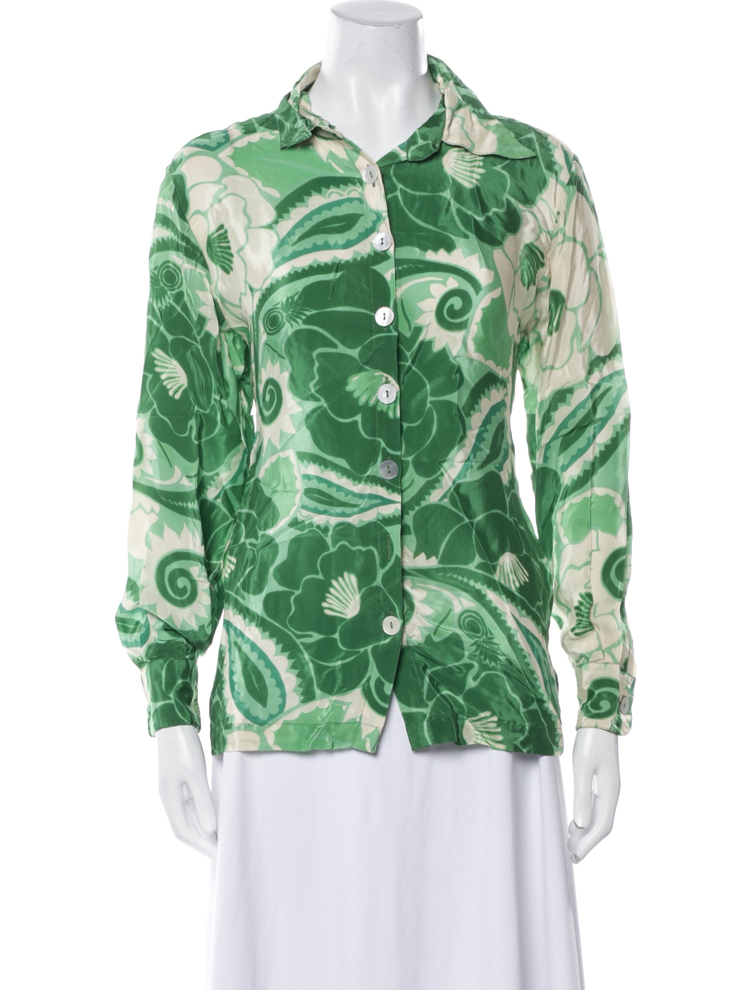 Farm Rio Printed Long Sleeve Button-Up Top