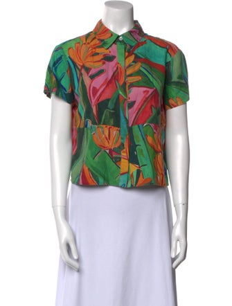 Farm Rio Printed Short Sleeve Button-Up Top