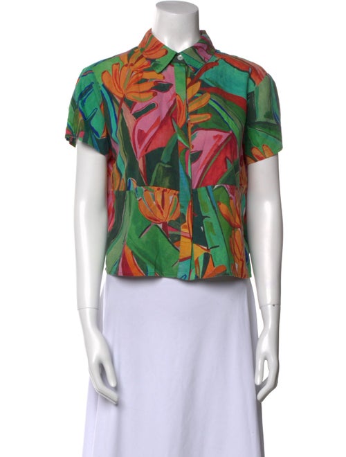 Farm Rio Printed Short Sleeve Button-Up Top