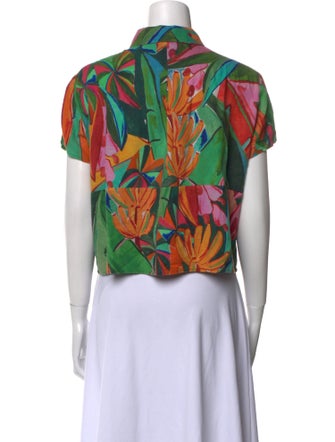 Farm Rio Printed Short Sleeve Button-Up Top