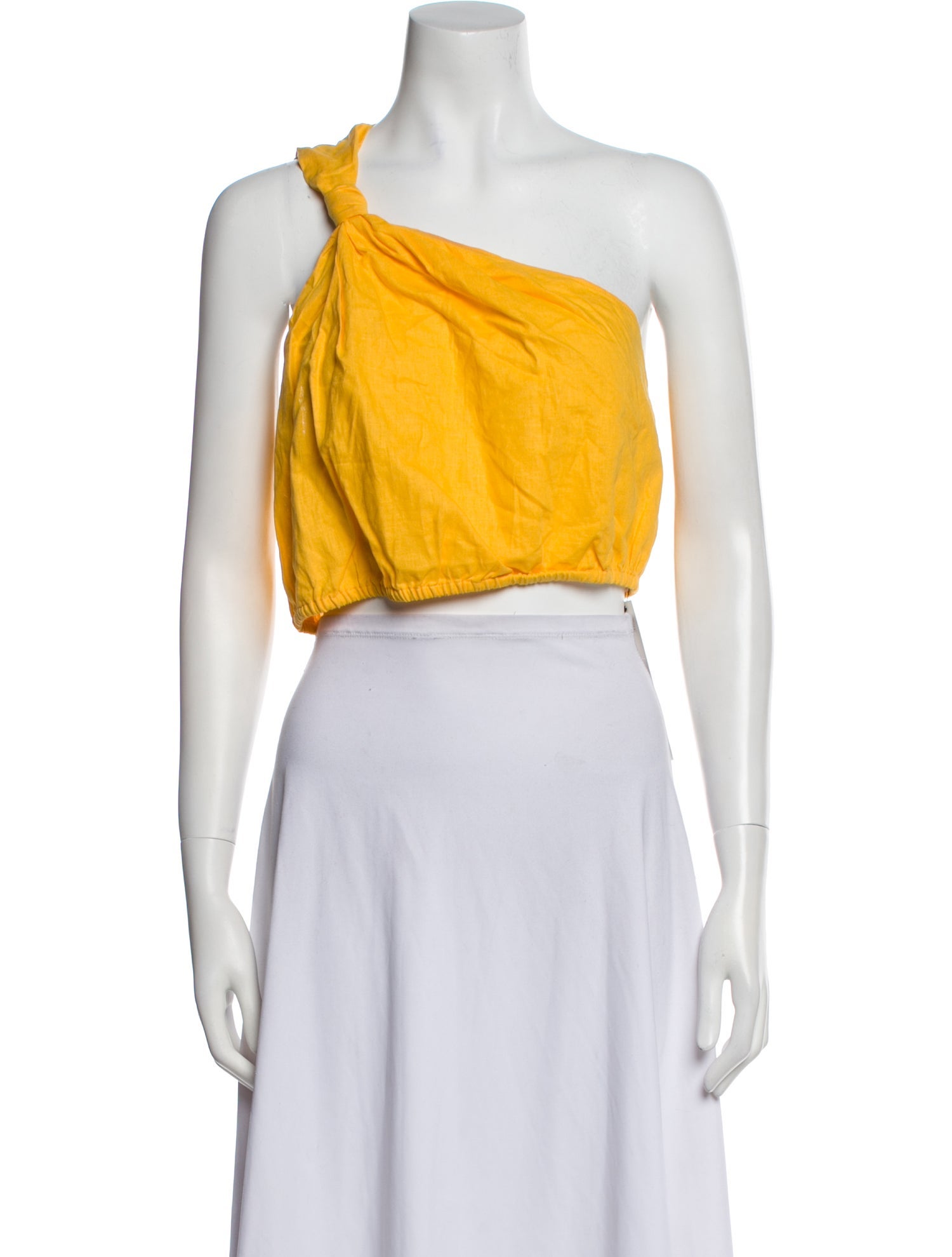 Farm Rio Linen One-Shoulder Crop Top