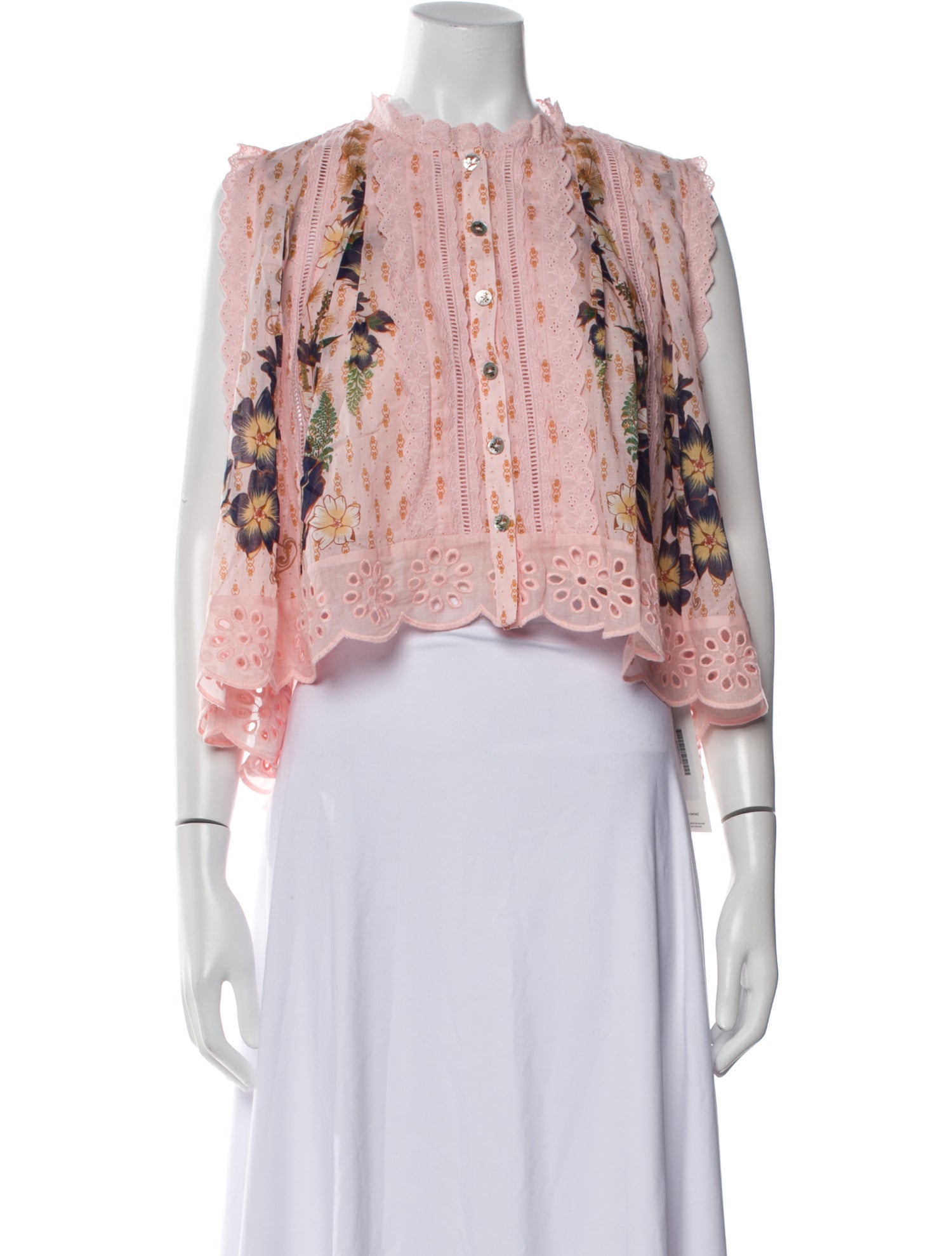 Farm Rio Floral Print Mock Neck Crop Top