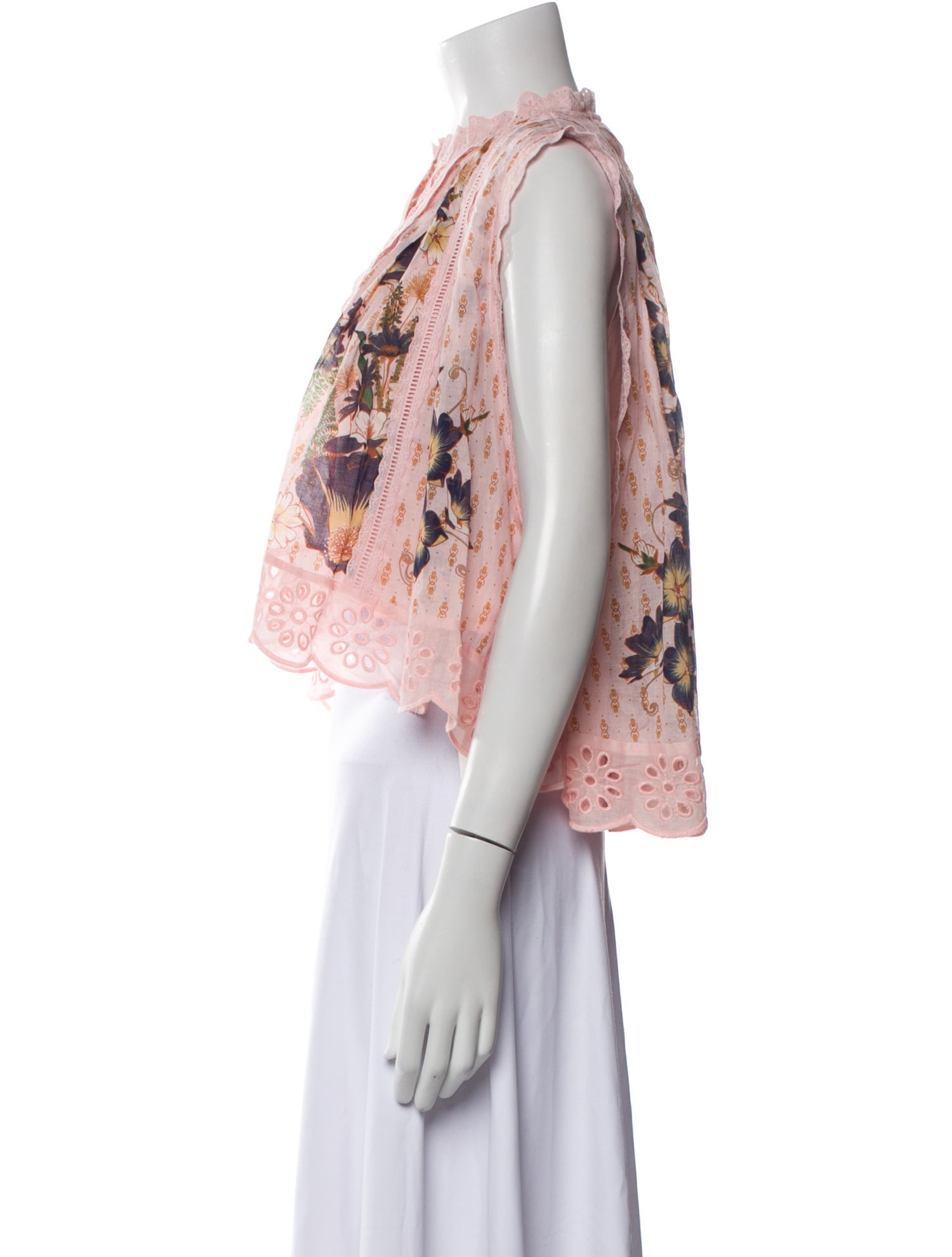 Farm Rio Floral Print Mock Neck Crop Top