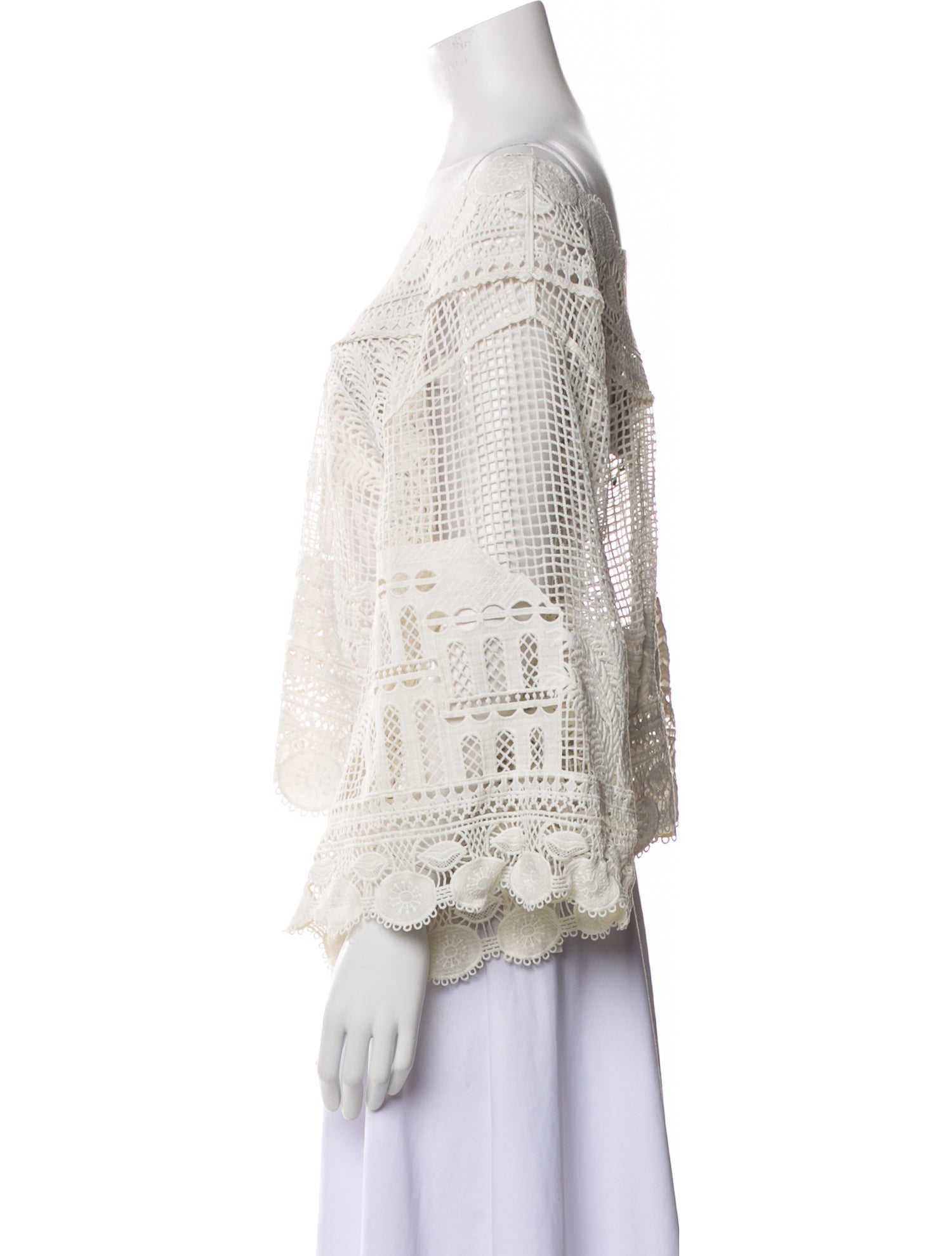 Farm Rio Lace Pattern Off-The-Shoulder Blouse