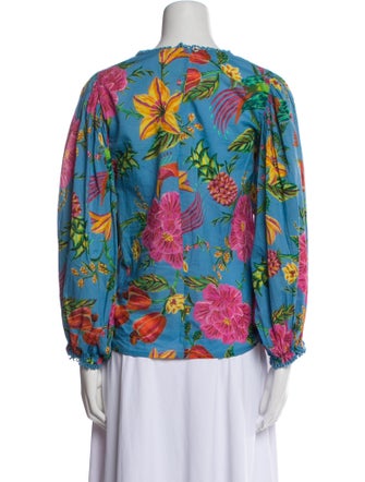 Farm Rio Floral Print Bateau Neckline Blouse