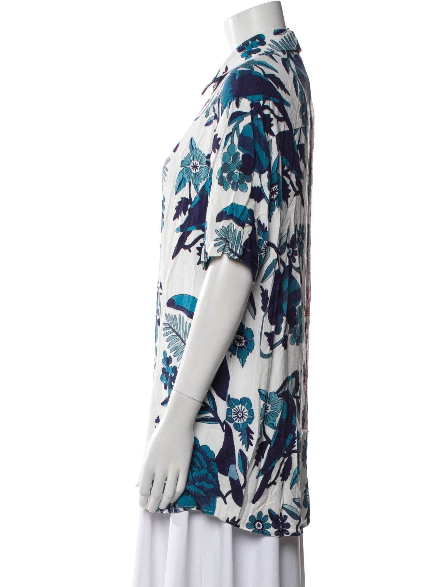 Farm Rio Printed Short Sleeve Button-Up Top