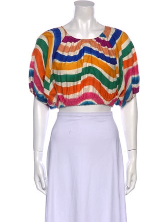 Farm Rio Striped Scoop Neck Crop Top