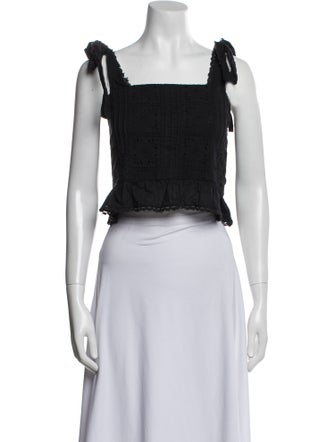 Farm Rio Square Neckline Sleeveless Crop Top