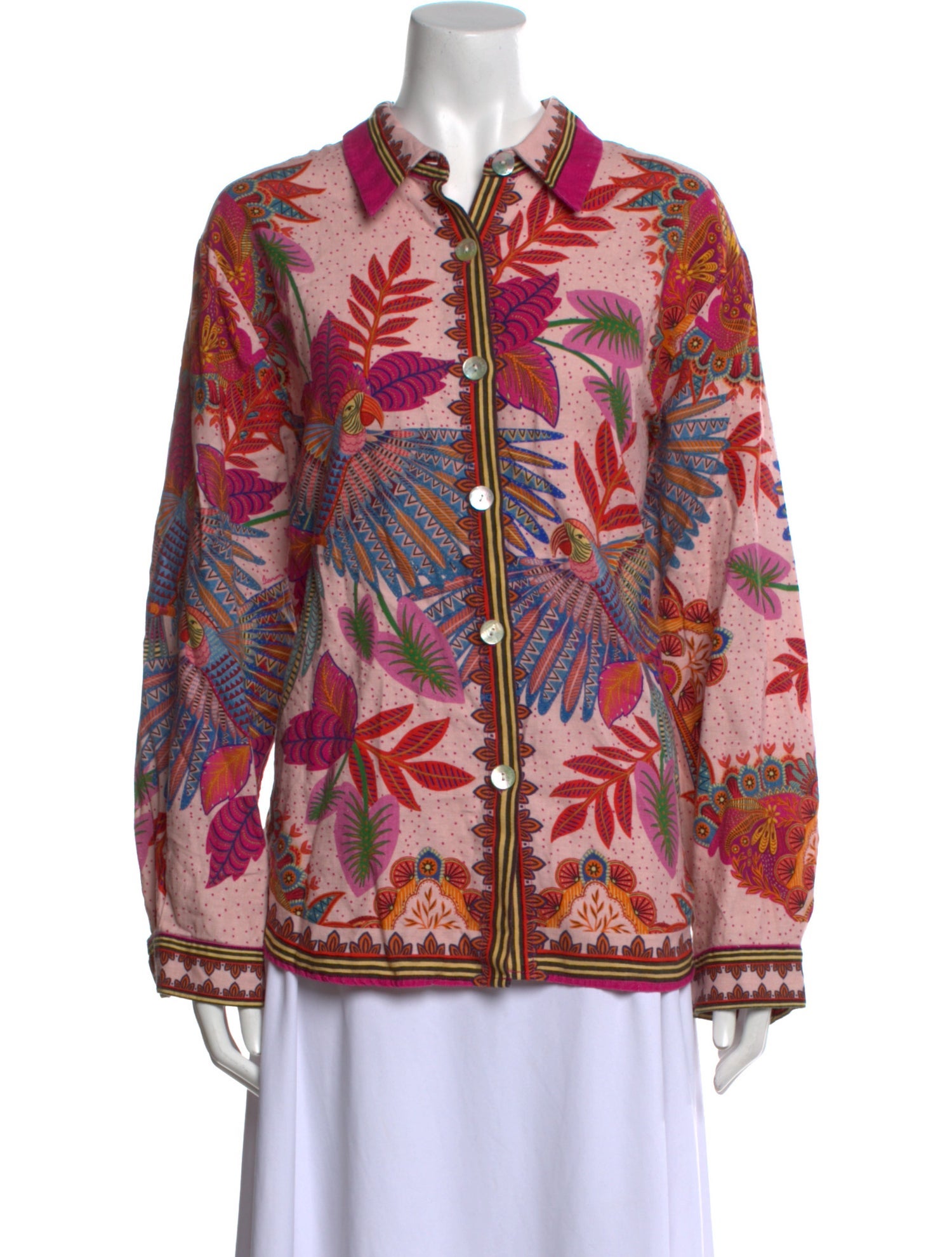 Farm Rio Linen Printed Button-Up Top