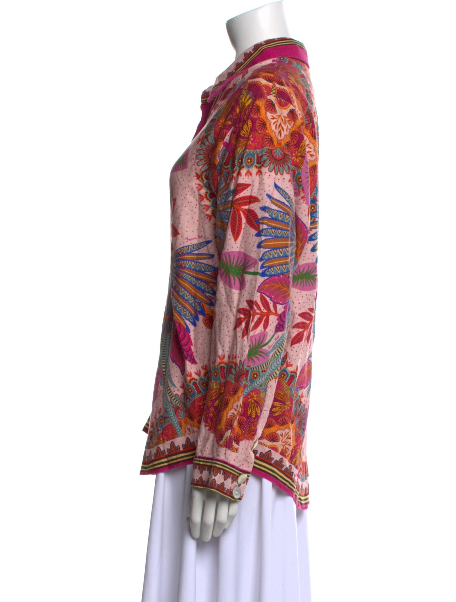 Farm Rio Linen Printed Button-Up Top