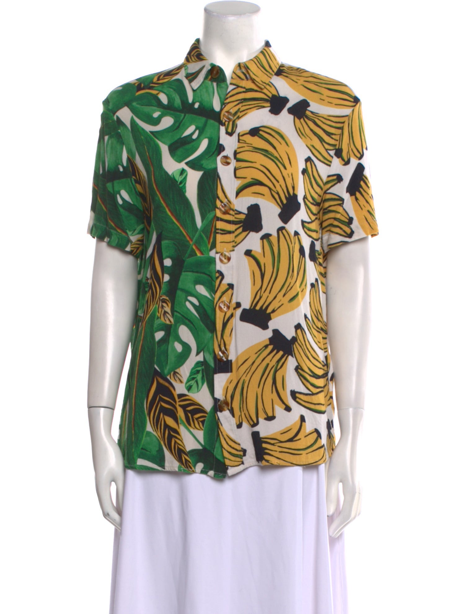 Farm Rio Printed Short Sleeve Button-Up Top