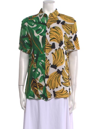 Farm Rio Printed Short Sleeve Button-Up Top