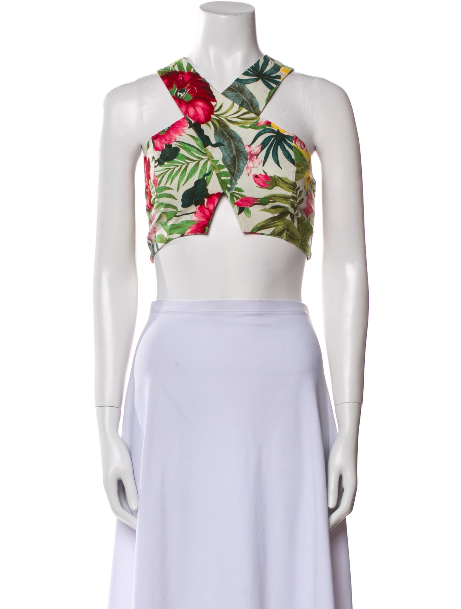 Farm Rio Linen Floral Print Crop Top