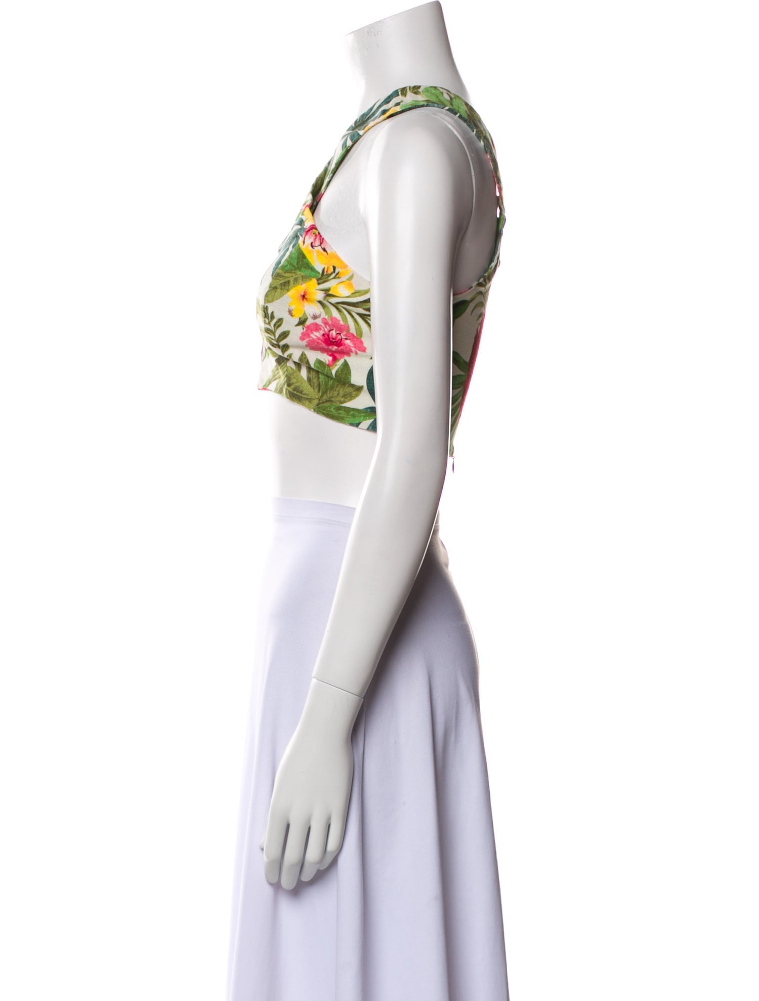 Farm Rio Linen Floral Print Crop Top