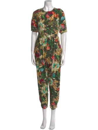 Farm Rio Linen Floral Print Jumpsuit