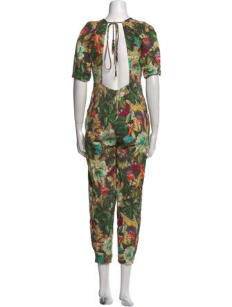 Farm Rio Linen Floral Print Jumpsuit