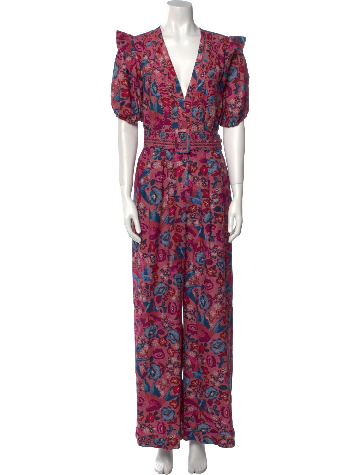 Farm Rio Floral Print V-Neck Jumpsuit