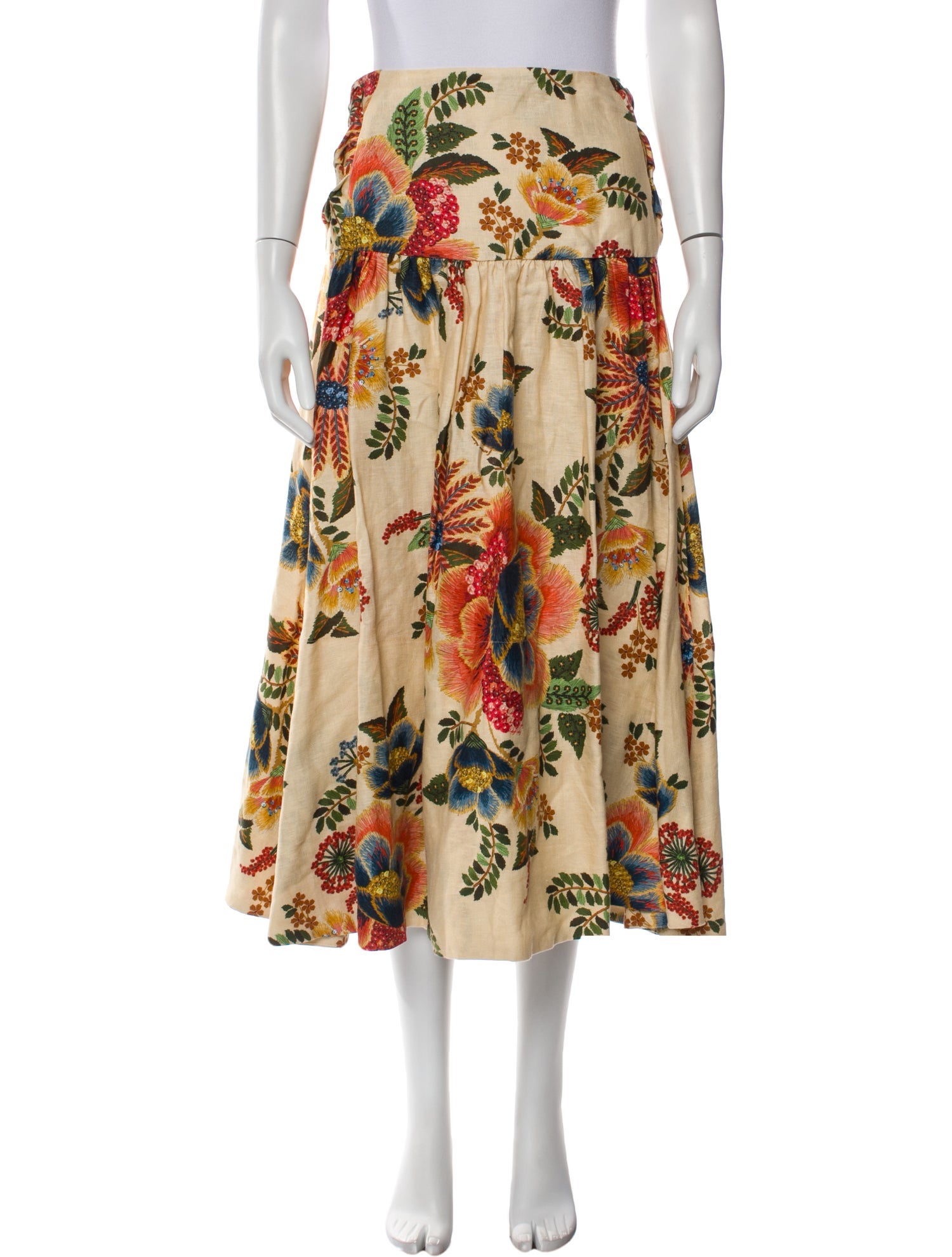 Farm Rio Linen Midi Length Skirt