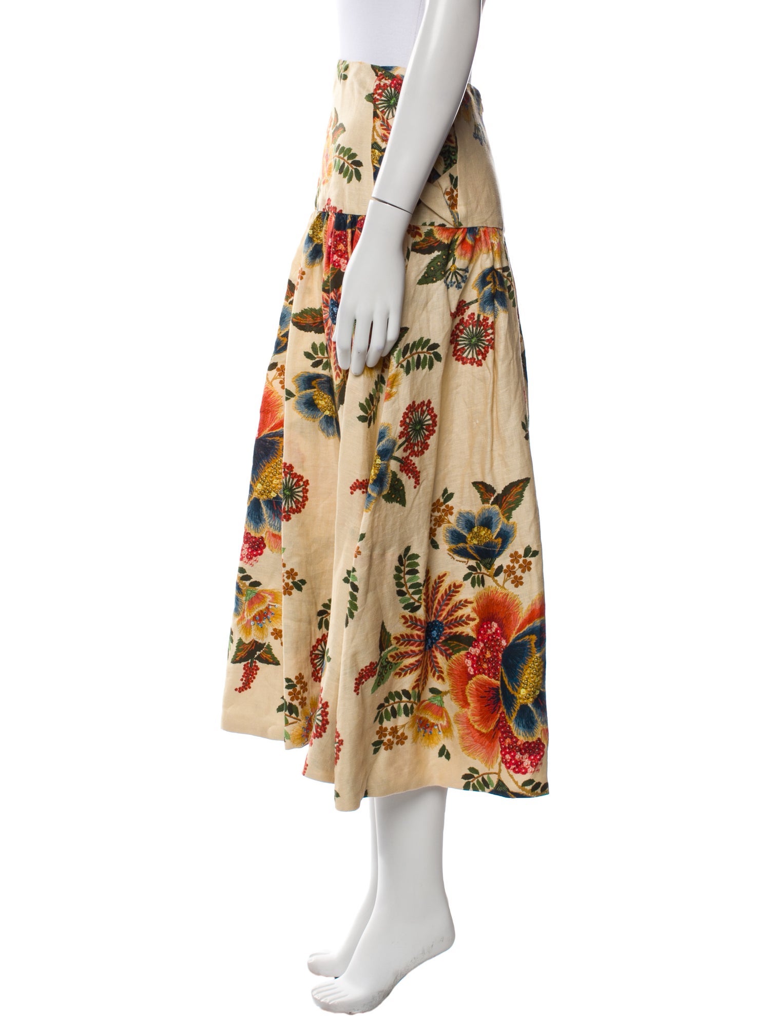 Farm Rio Linen Midi Length Skirt