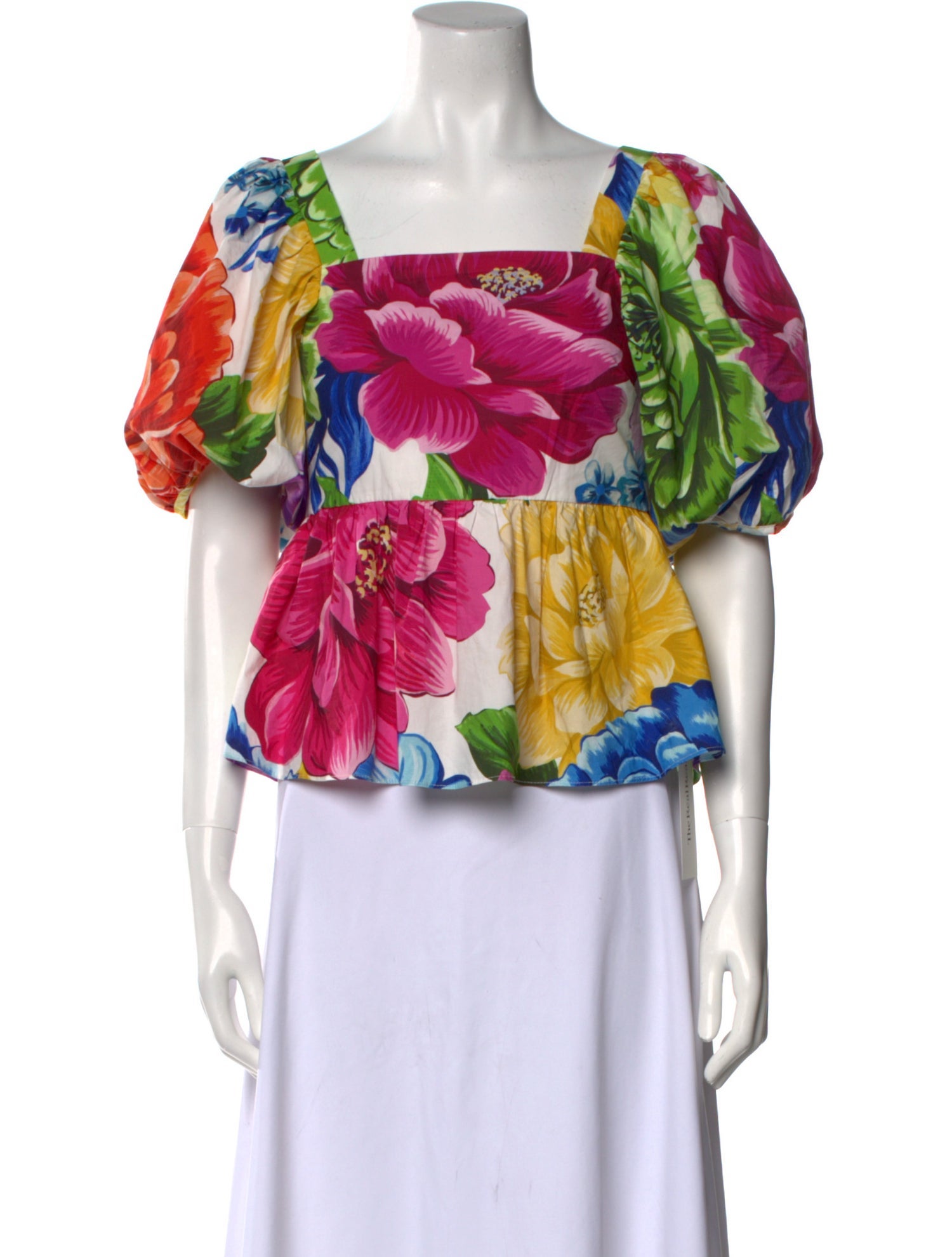 Farm Rio Floral Print Square Neckline Crop Top