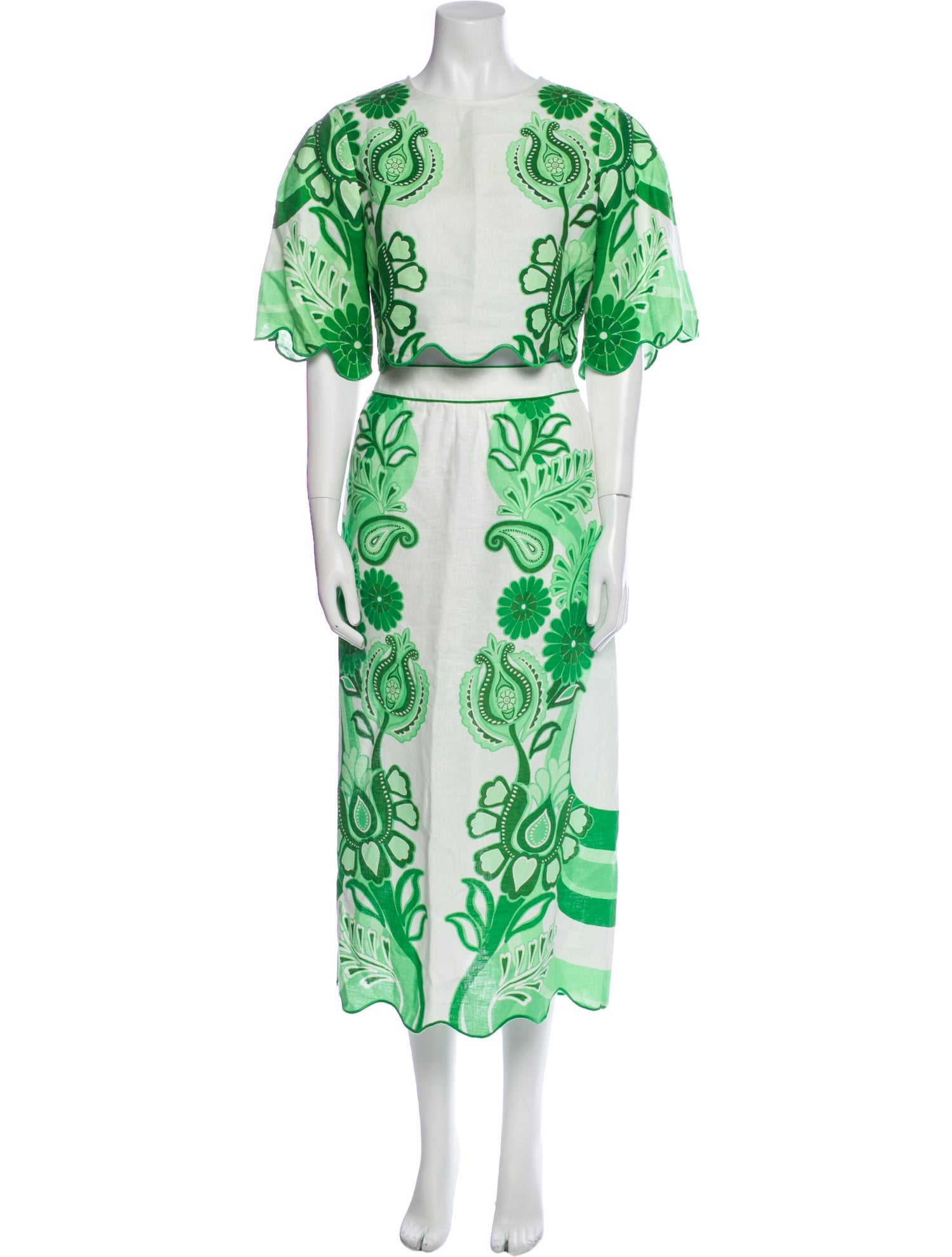 Farm Rio Linen Floral Print Skirt Set