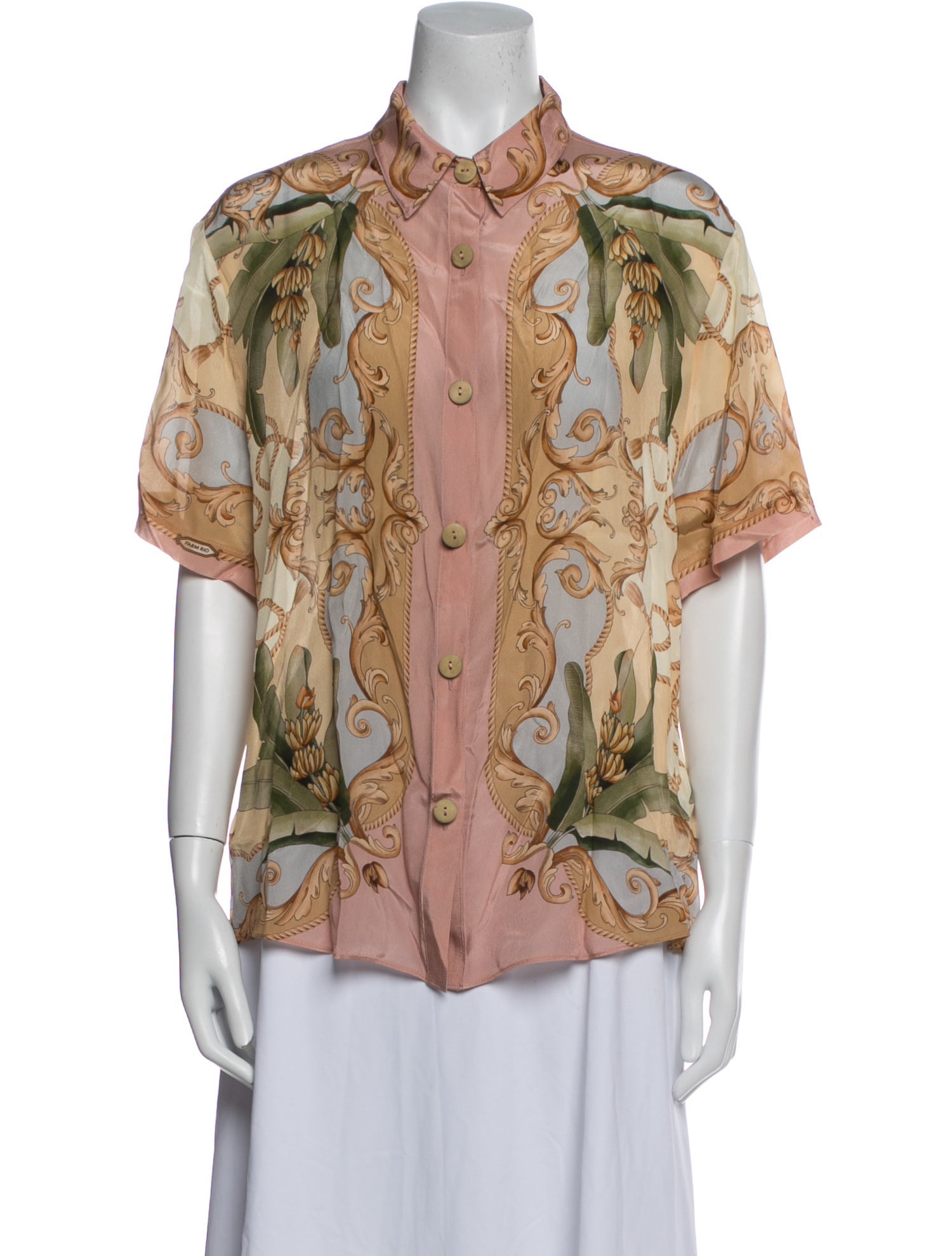 Farm Rio Printed Short Sleeve Button-Up Top