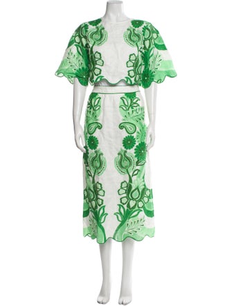 Farm Rio Linen Floral Print Skirt Set w/ Tags