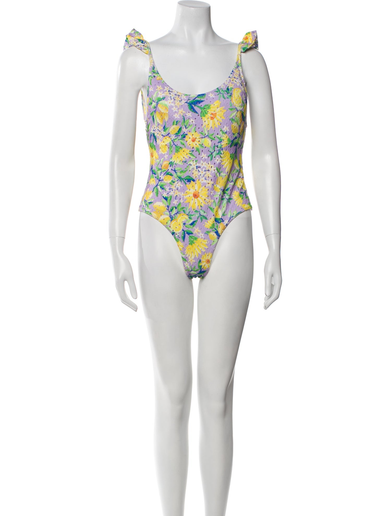 Farm Rio Printed Ruffle Embellishment One-Piece w/ Tags