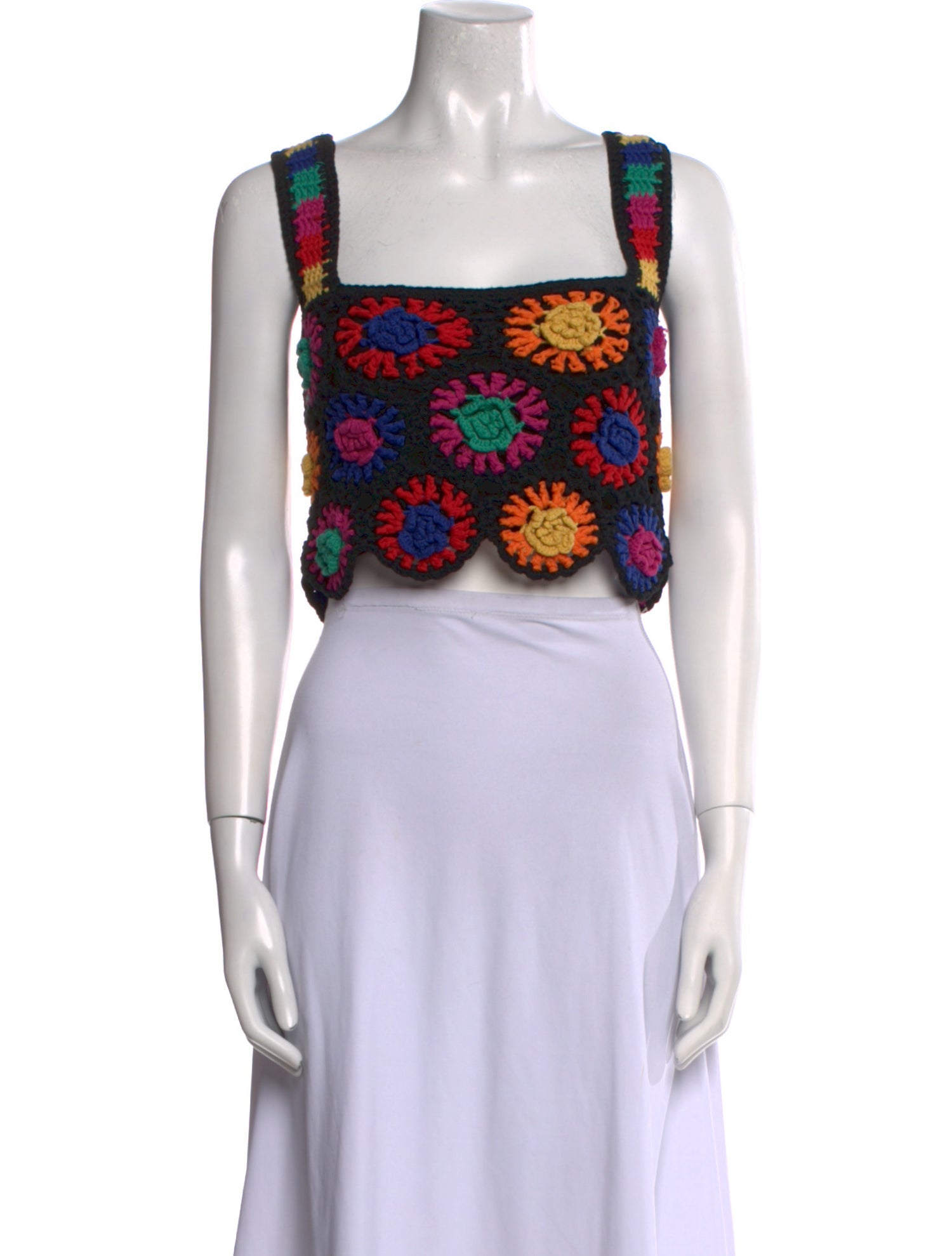 Farm Rio Floral Print Square Neckline Crop Top