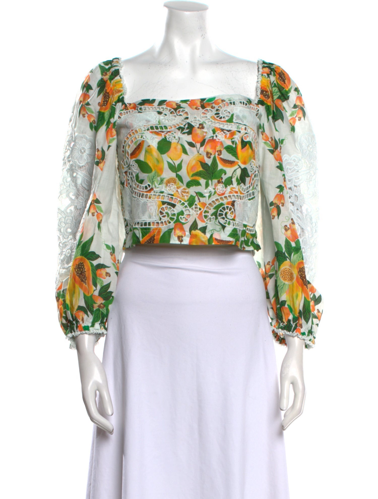 Farm Rio Floral Print Square Neckline Crop Top