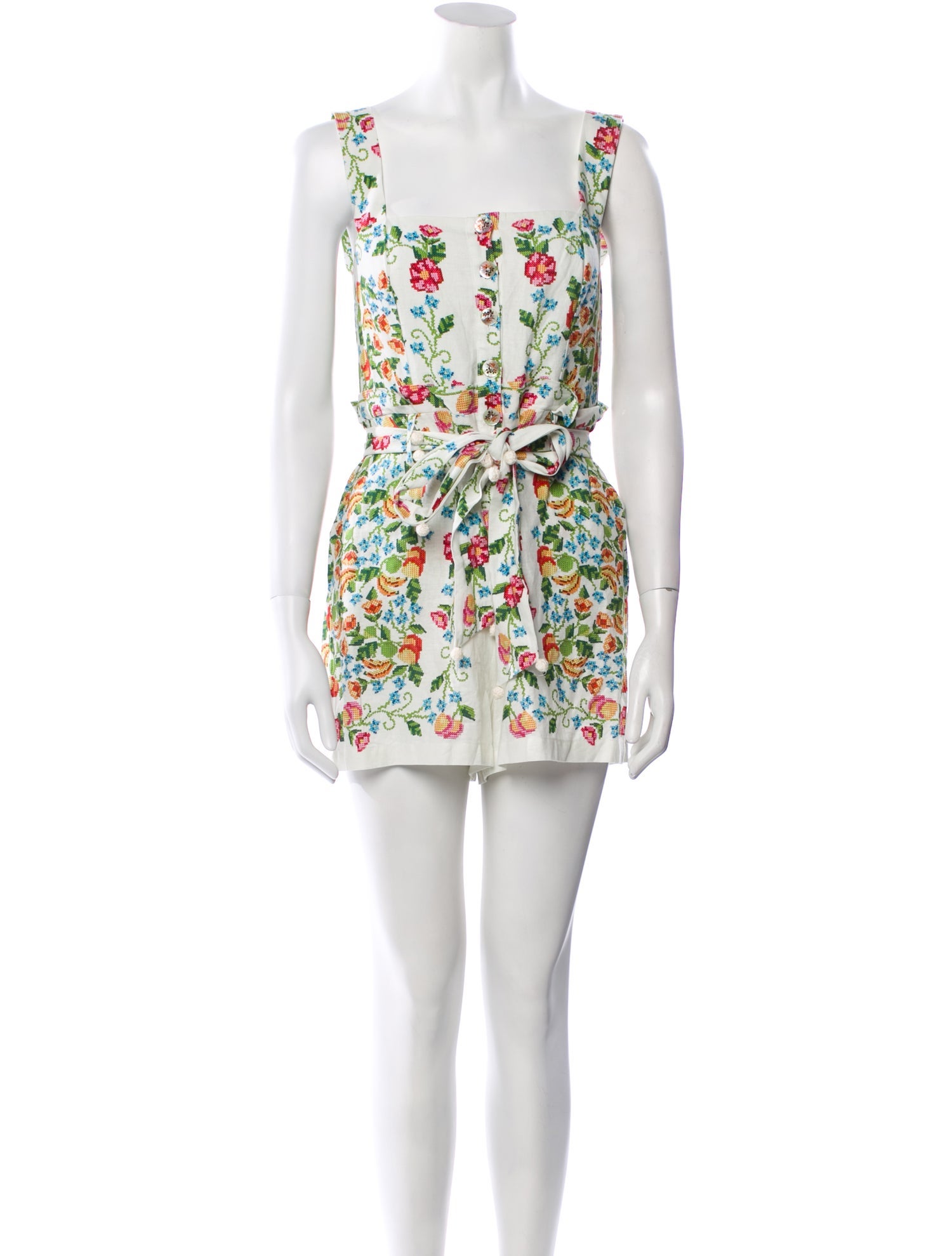 Farm Rio Linen Floral Print Romper