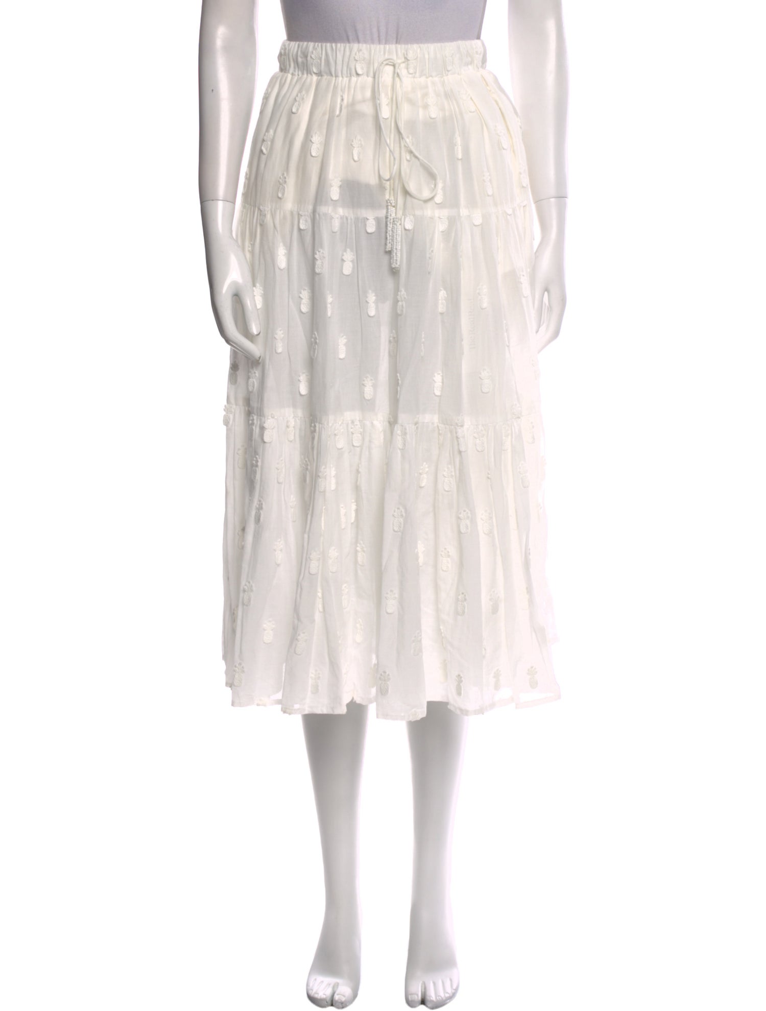 Farm Rio Embroidered Accent Midi Length Skirt