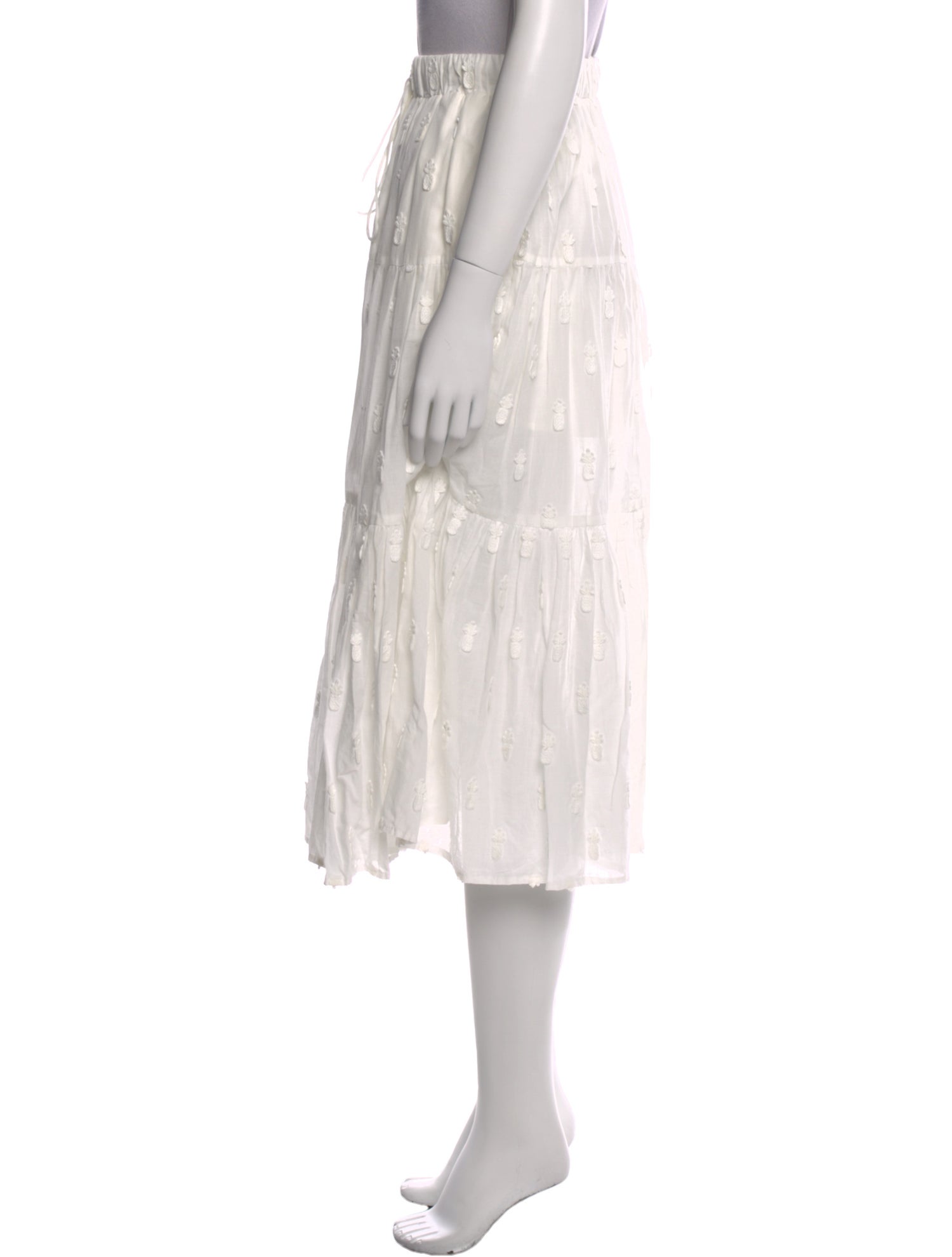 Farm Rio Embroidered Accent Midi Length Skirt