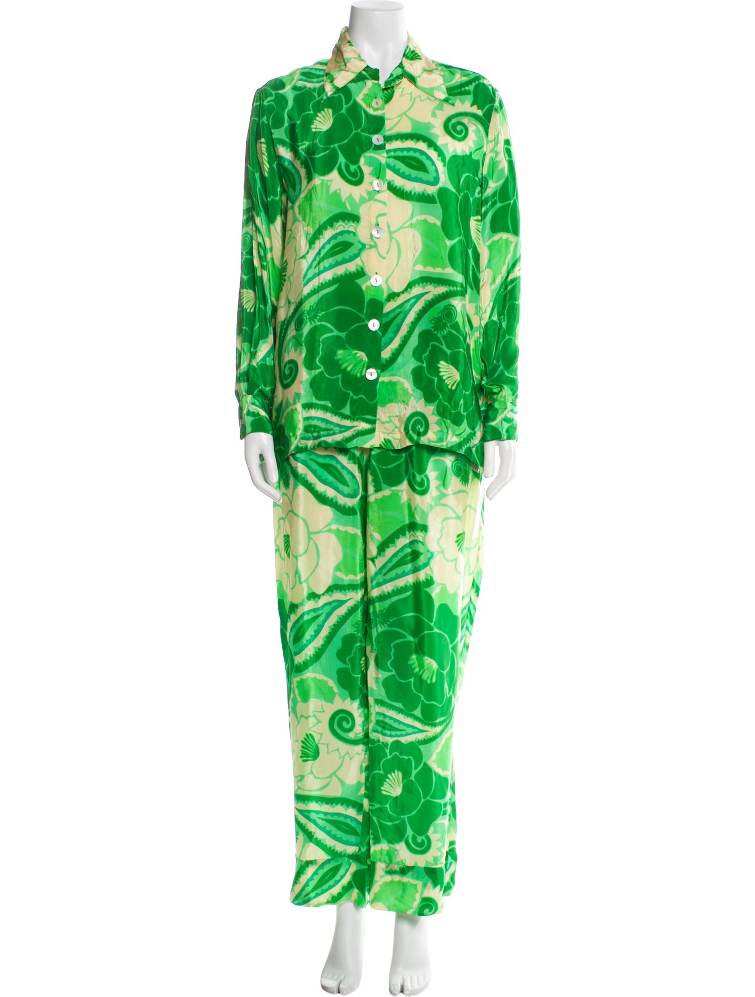 Farm Rio Paisley Print Embroidered Accent Pant Set