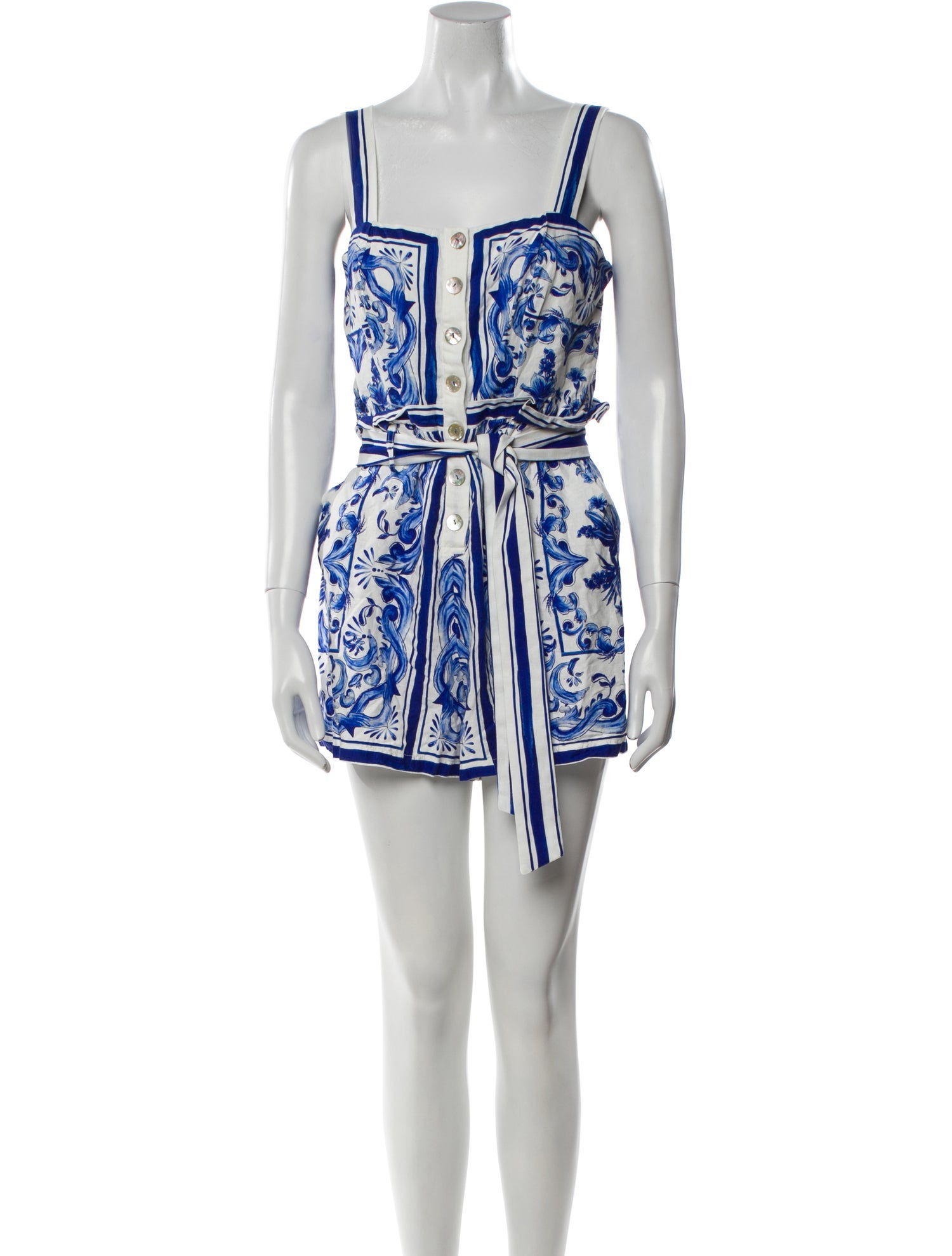 Farm Rio Linen Floral Print Romper