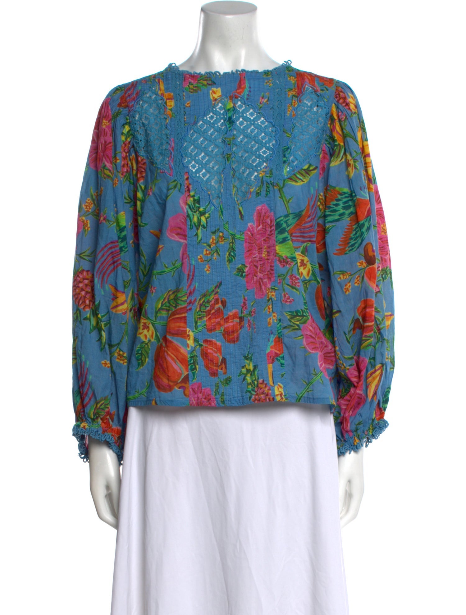 Farm Rio Floral Print Scoop Neck Blouse