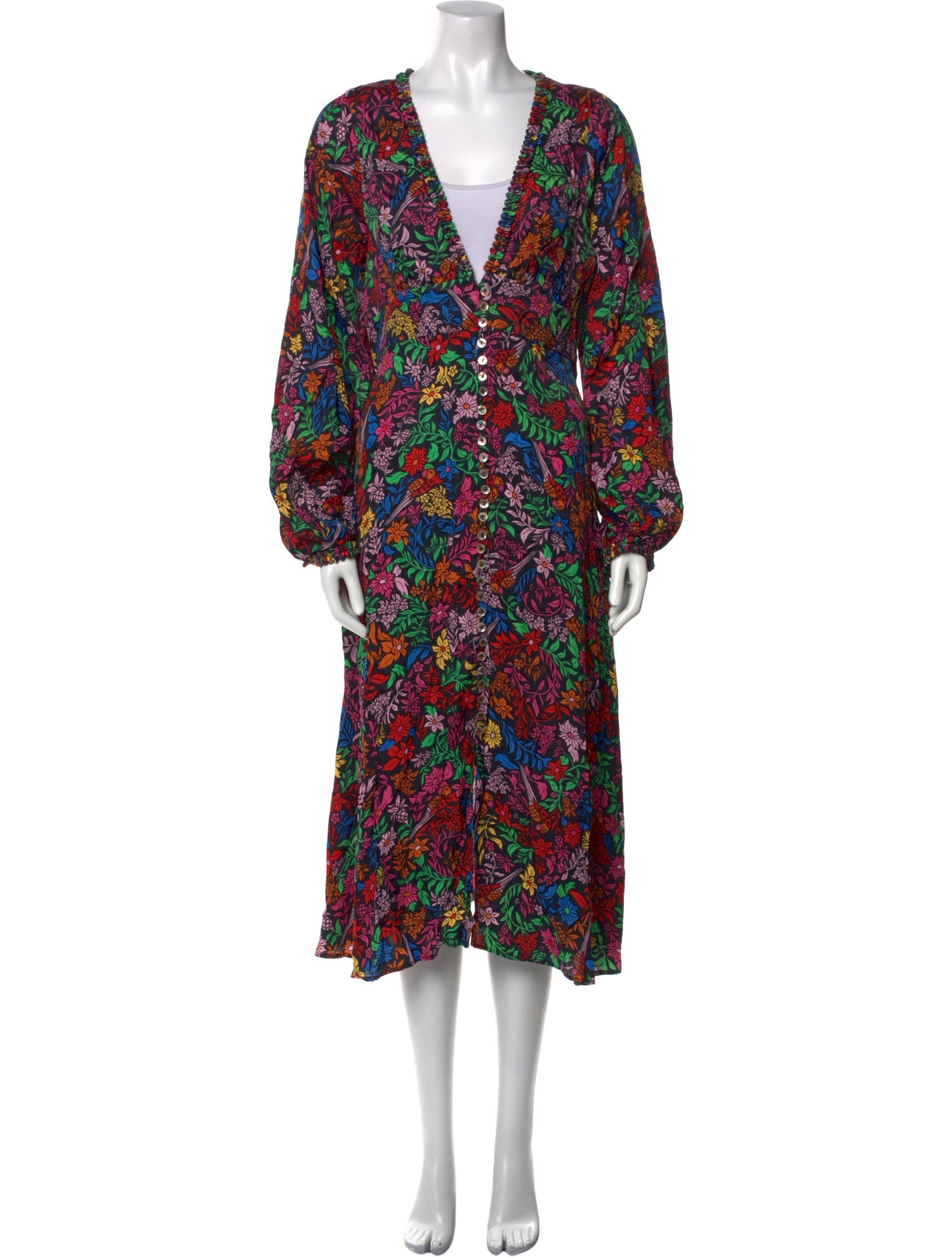 Farm Rio Floral Print Midi Length Dress