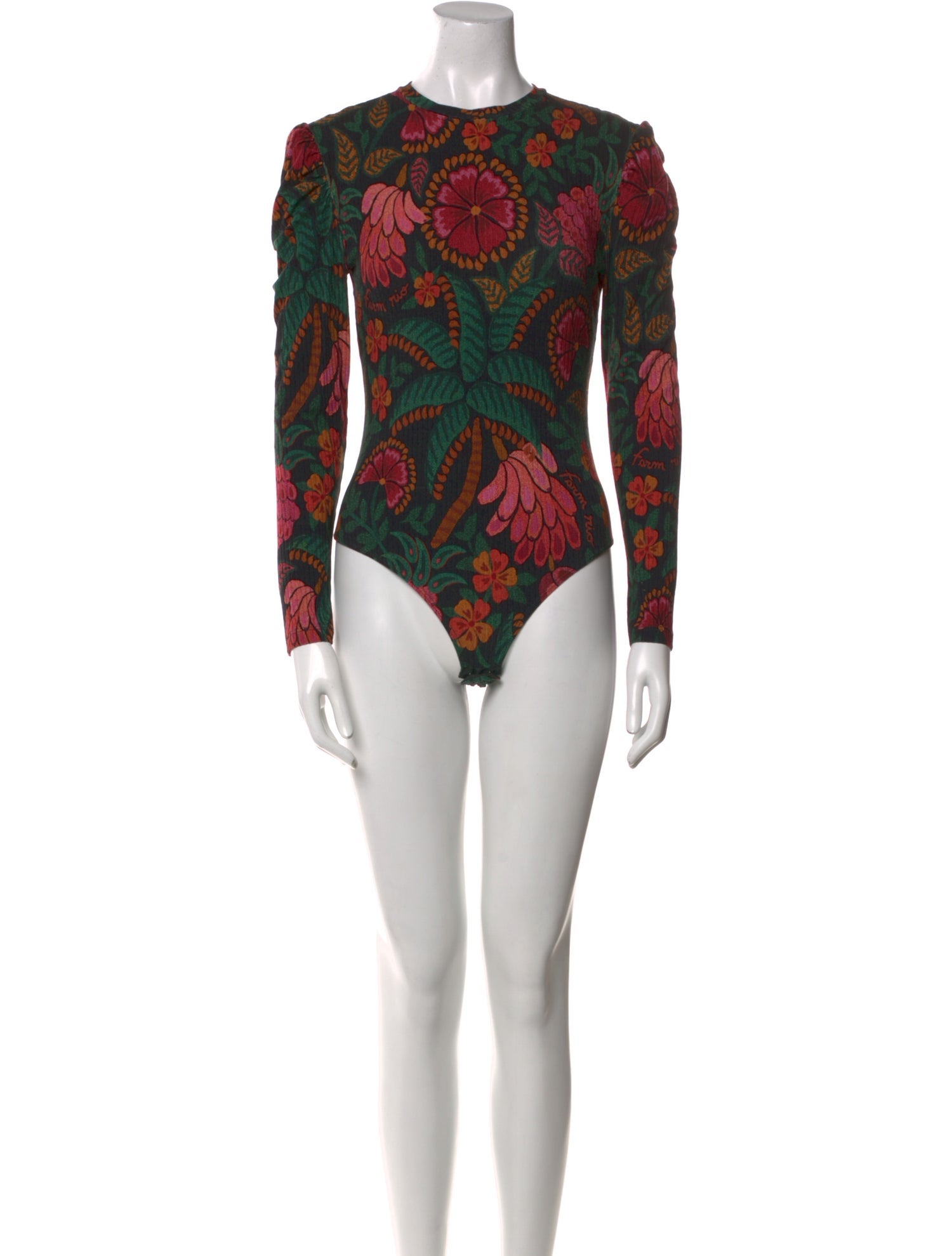 Farm Rio Floral Print Crew Neck Bodysuit