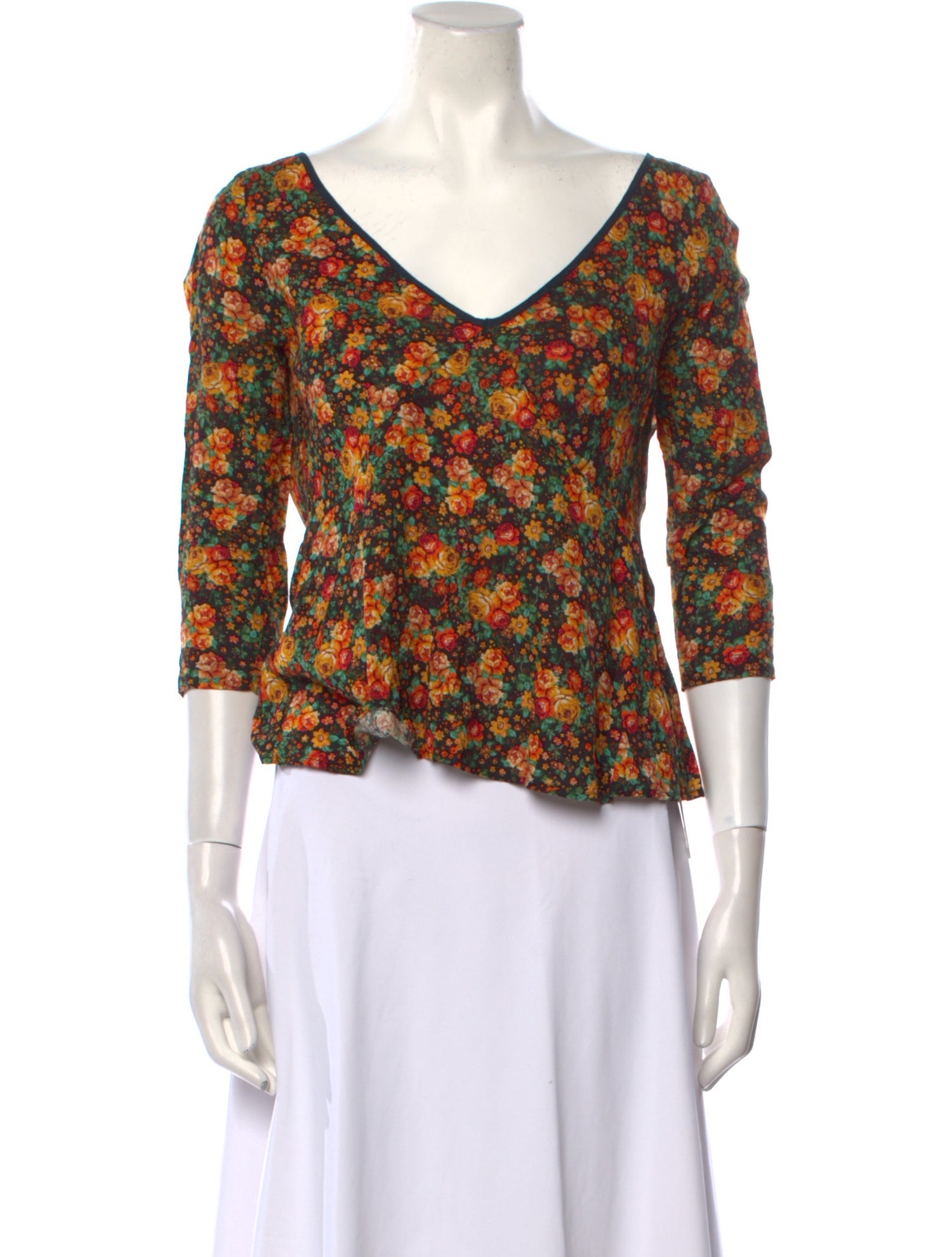 Farm Rio Floral Print V-Neck Crop Top