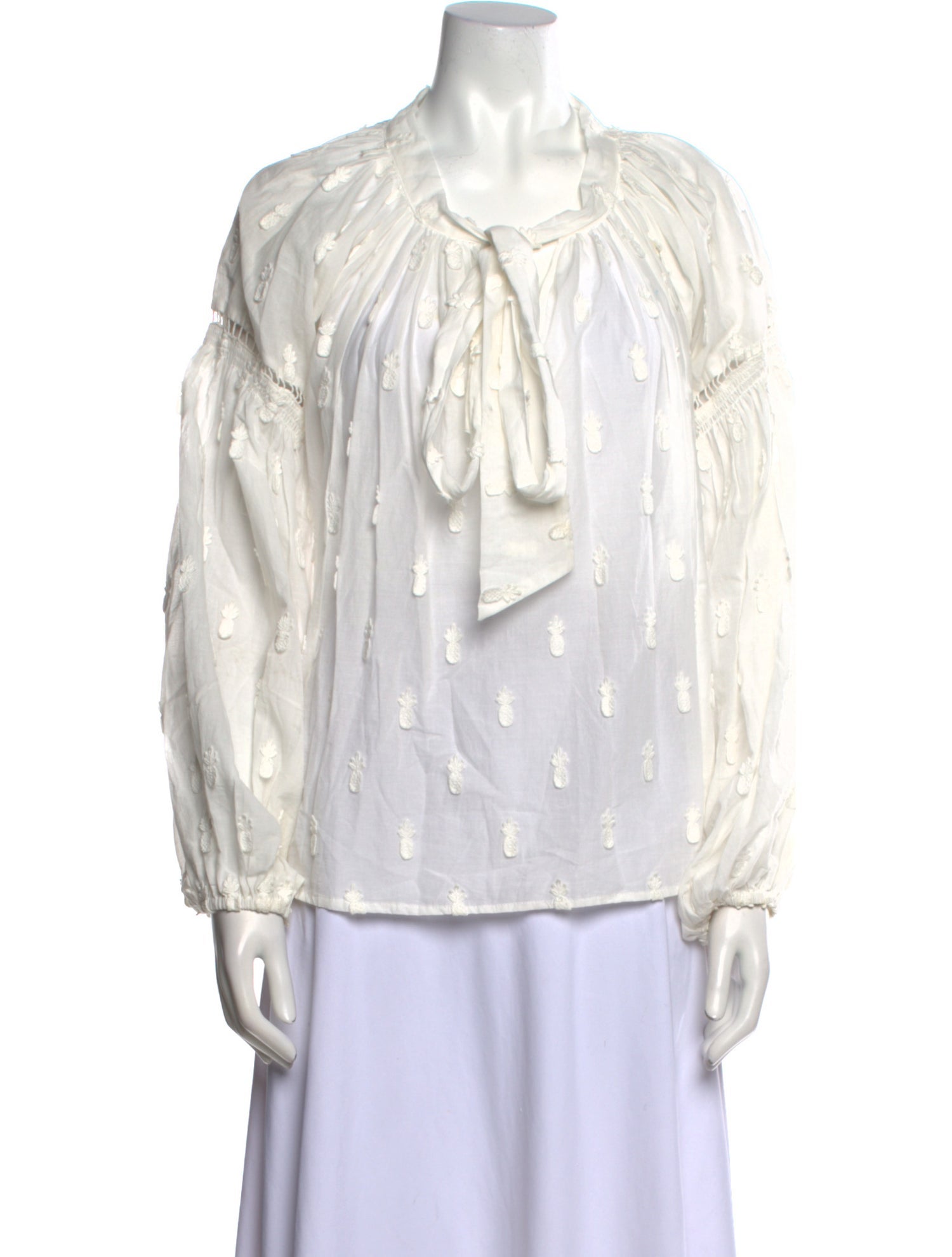 Farm Rio Printed Tie Neck Blouse