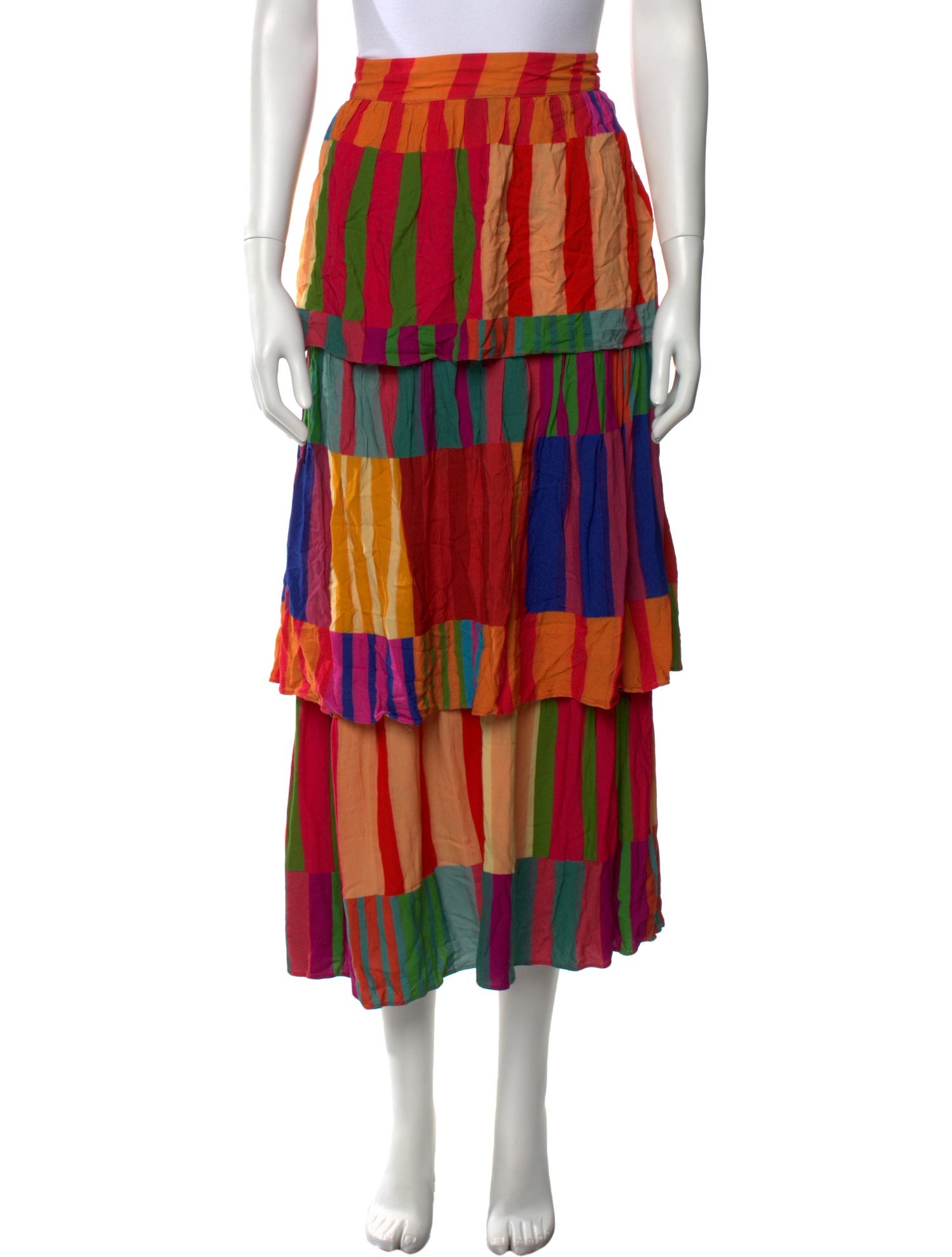 Farm Rio Striped Midi Length Skirt